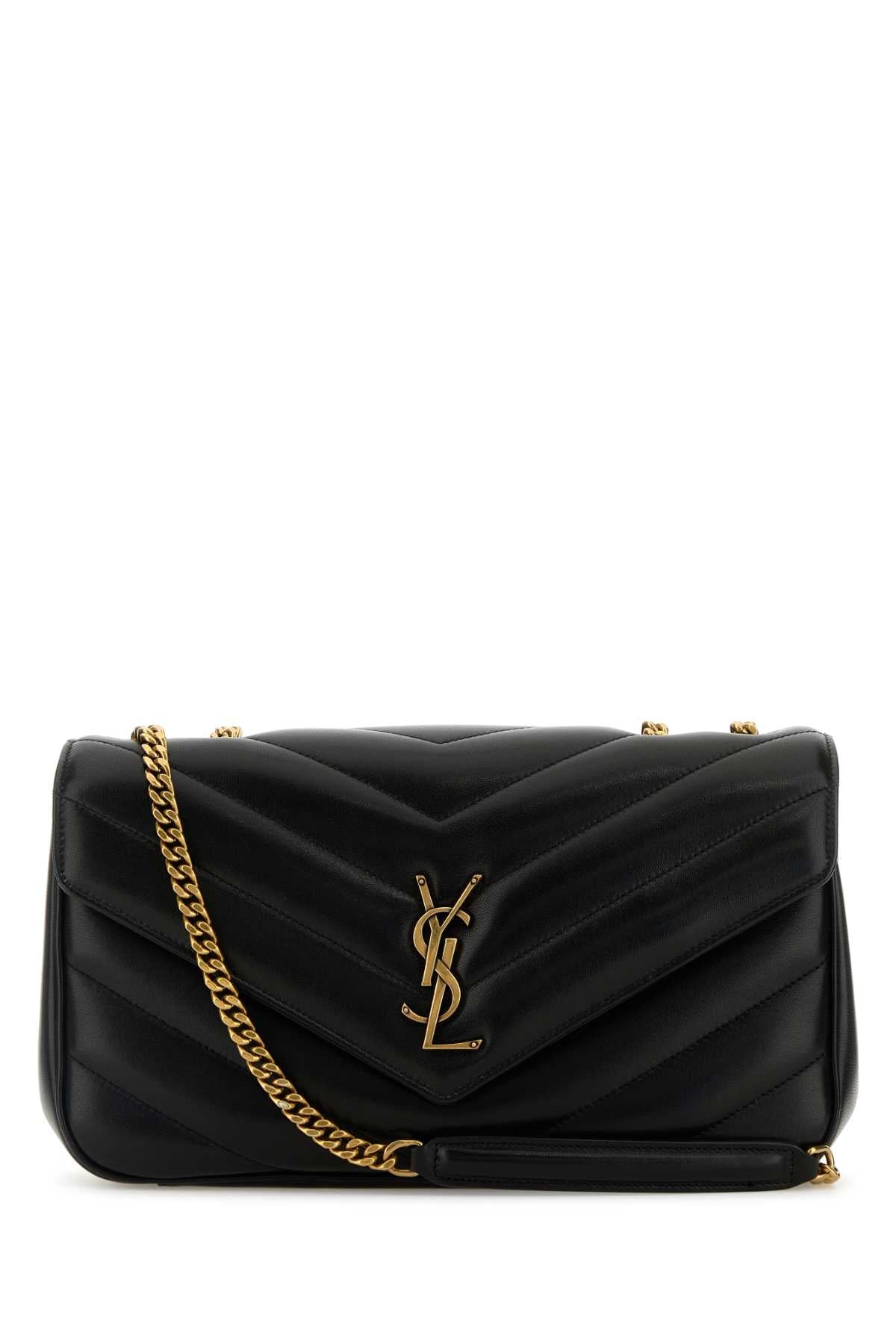 Saint Laurent Women Black Leather Medium Loulou Shoulder Bag DestGlow