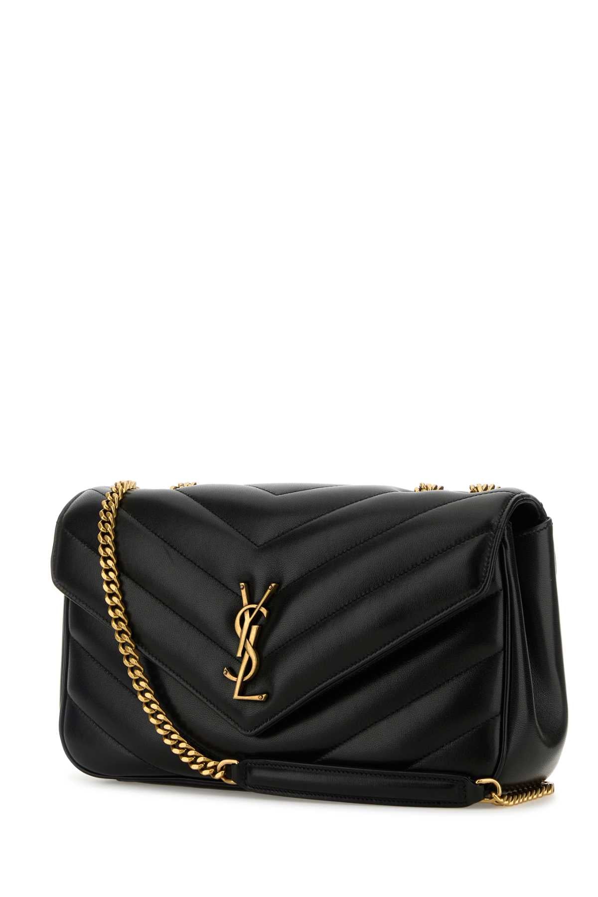 Saint Laurent Women Black Leather Medium Loulou Shoulder Bag DestGlow