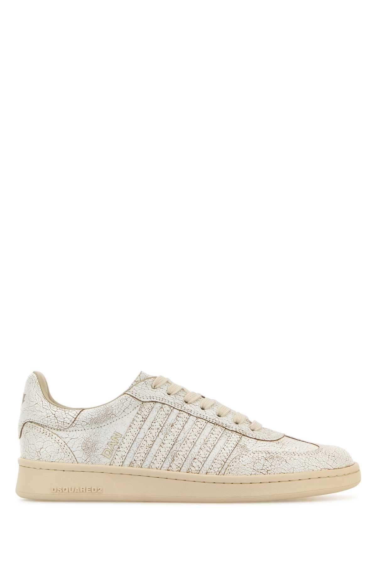 Dsquared Men White Leather Boxer Sneakers DestGlow