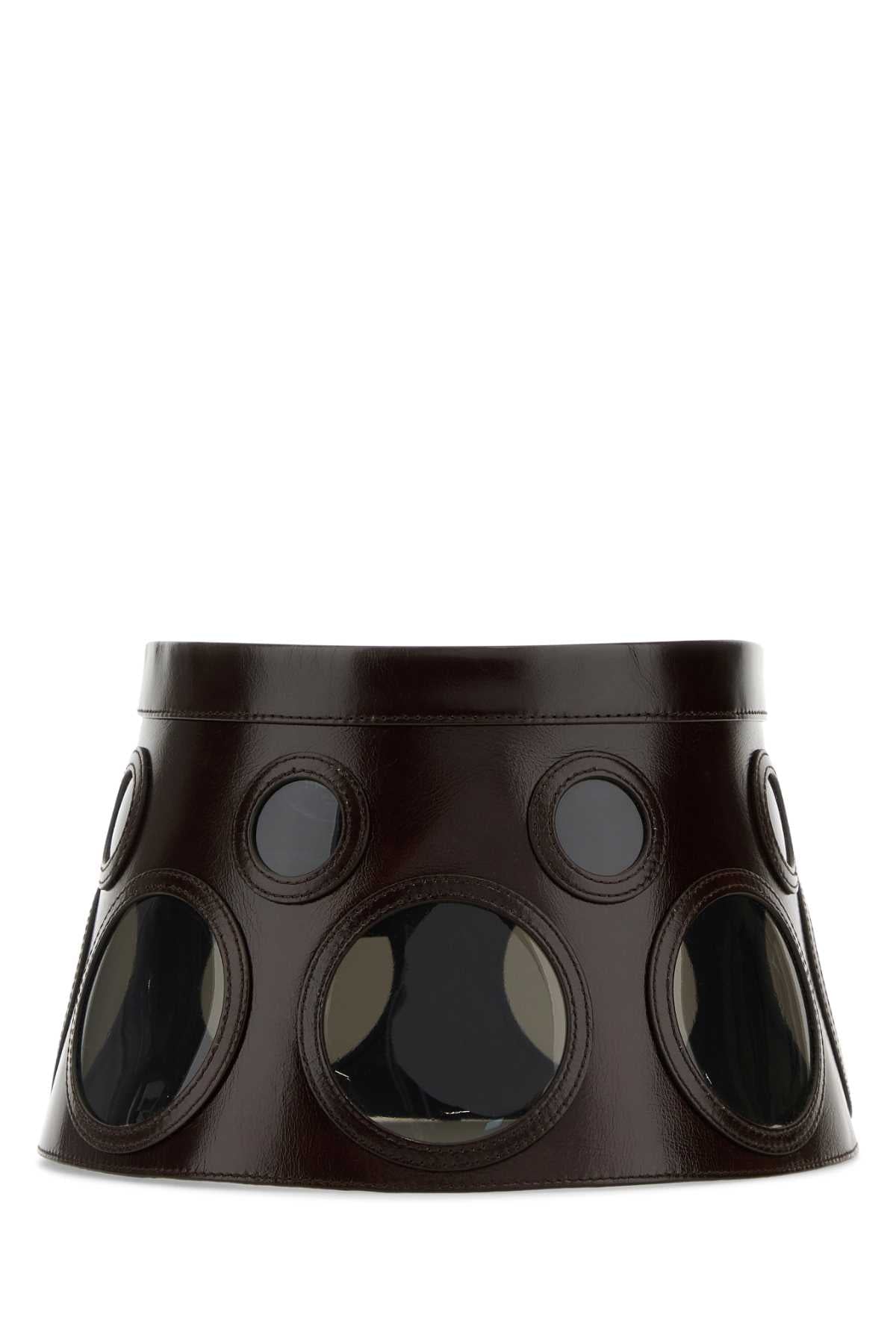 Prada Women Dark Brown Leather Hat DestGlow