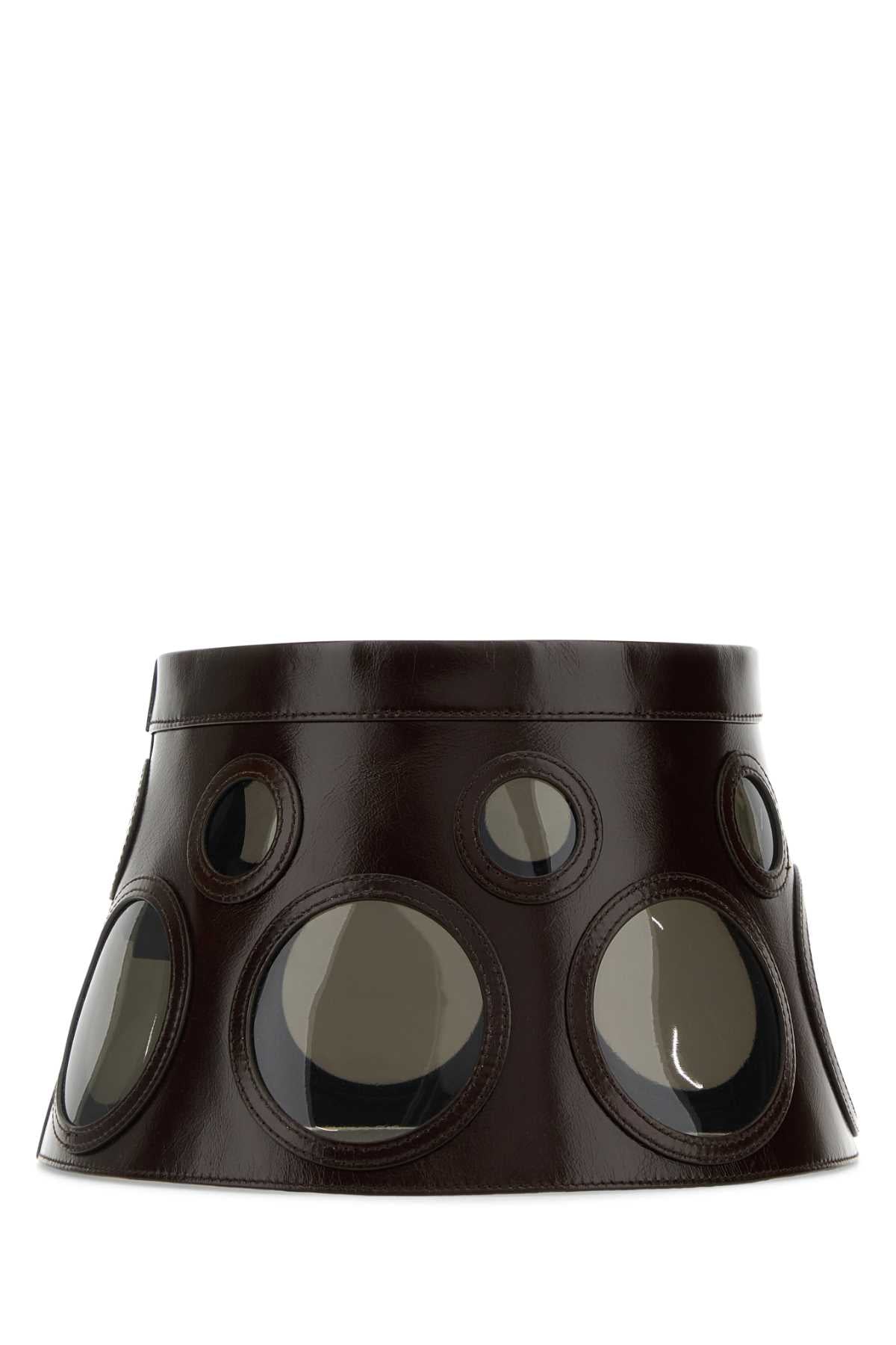 Prada Women Dark Brown Leather Hat DestGlow