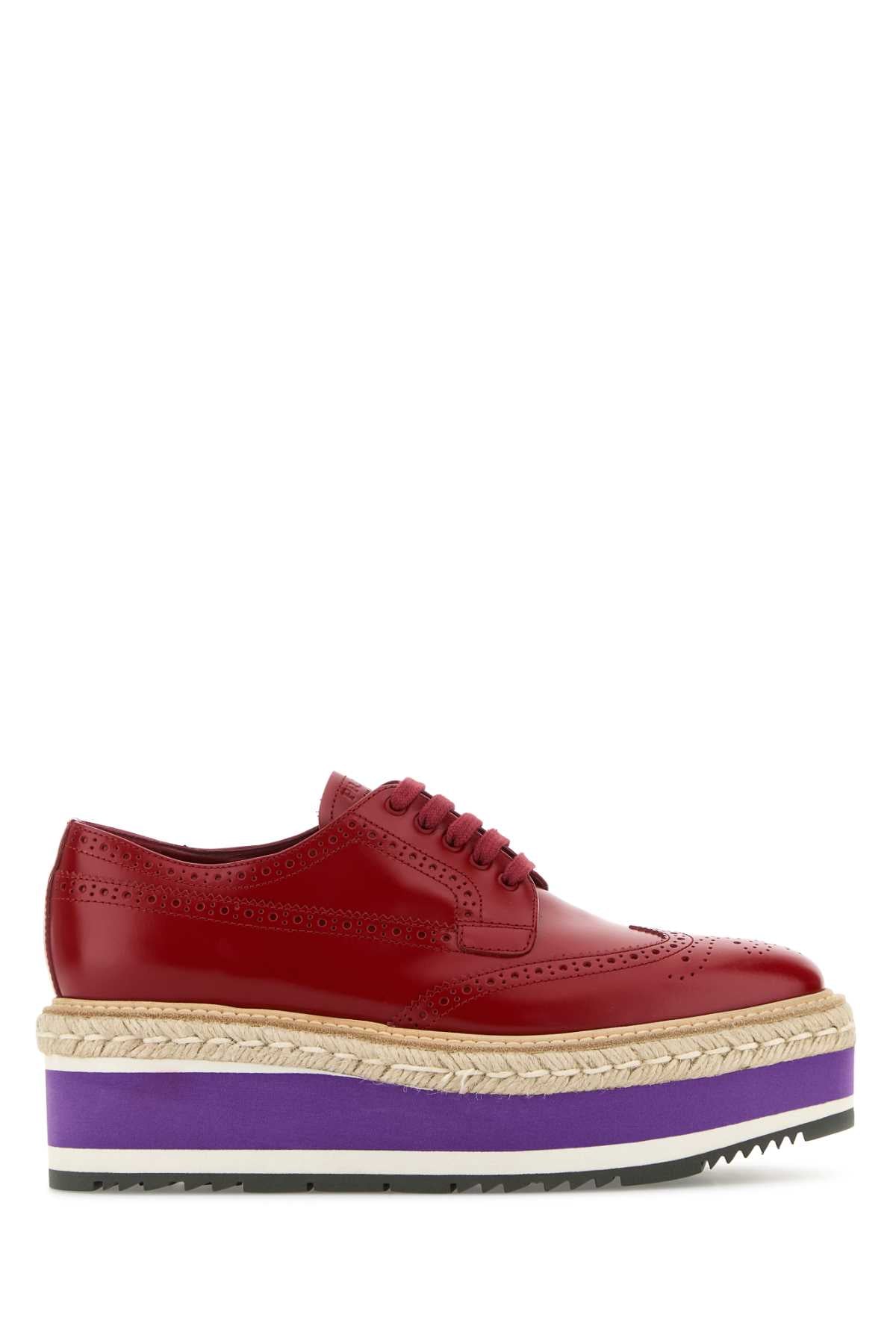 Prada Women Red Leather Lace-Up Shoes DestGlow