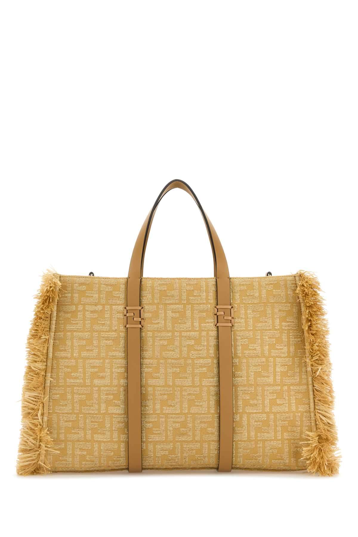 Fendi Women Embroidered Canvas Raffia Summer Shopping Bag DestGlow