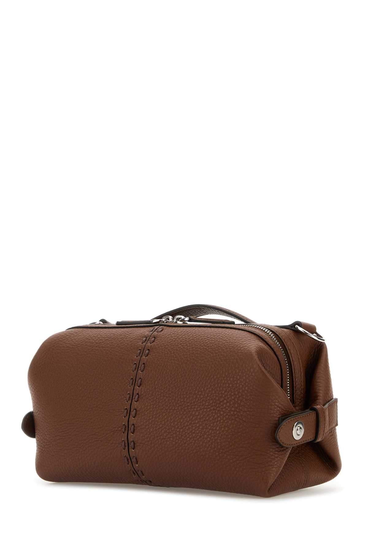 Fendi Men Brown Leather Small Fendi Siesta Ff Selleria Handbag DestGlow