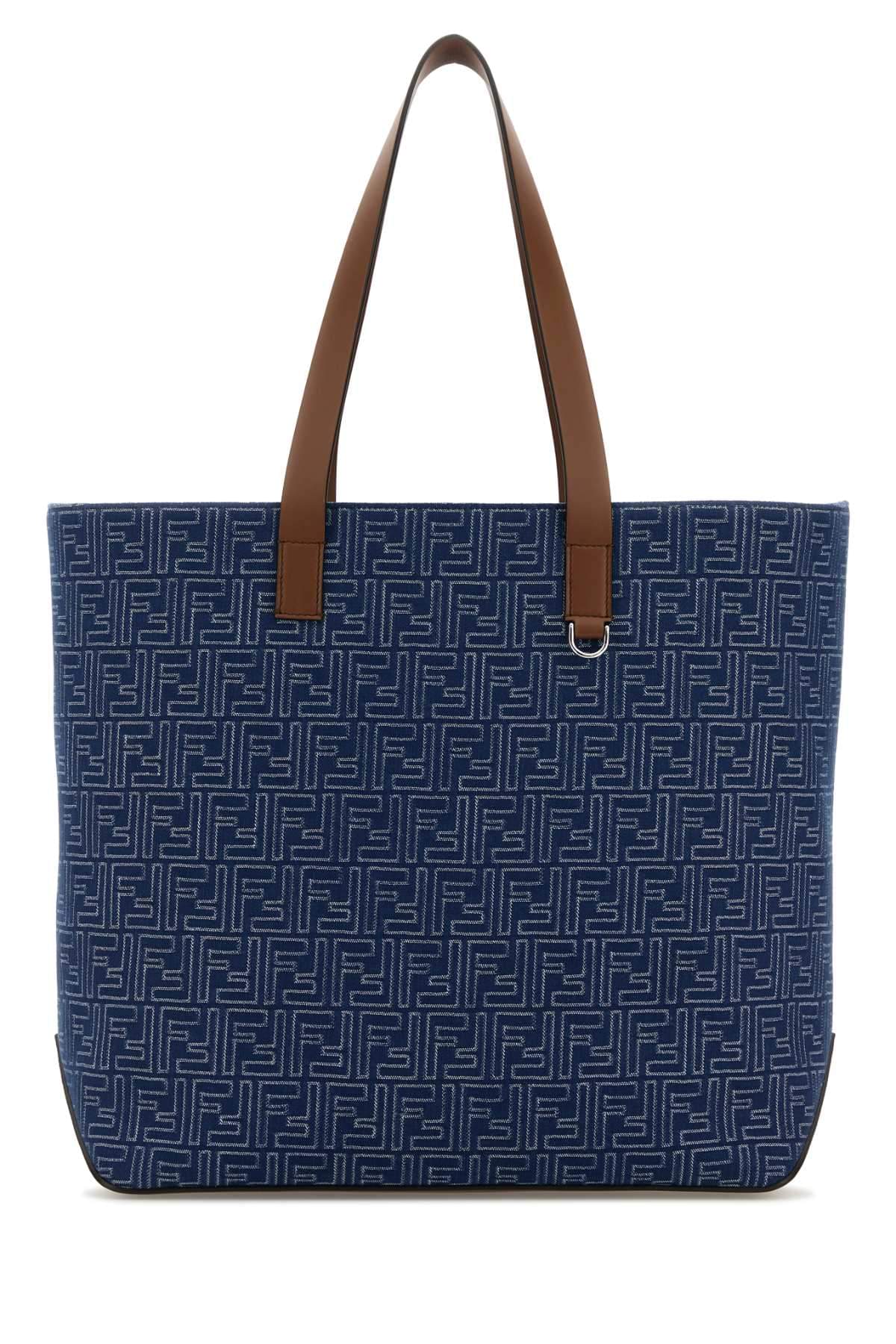 Fendi Men Embroidered Denim Shopping Bag DestGlow