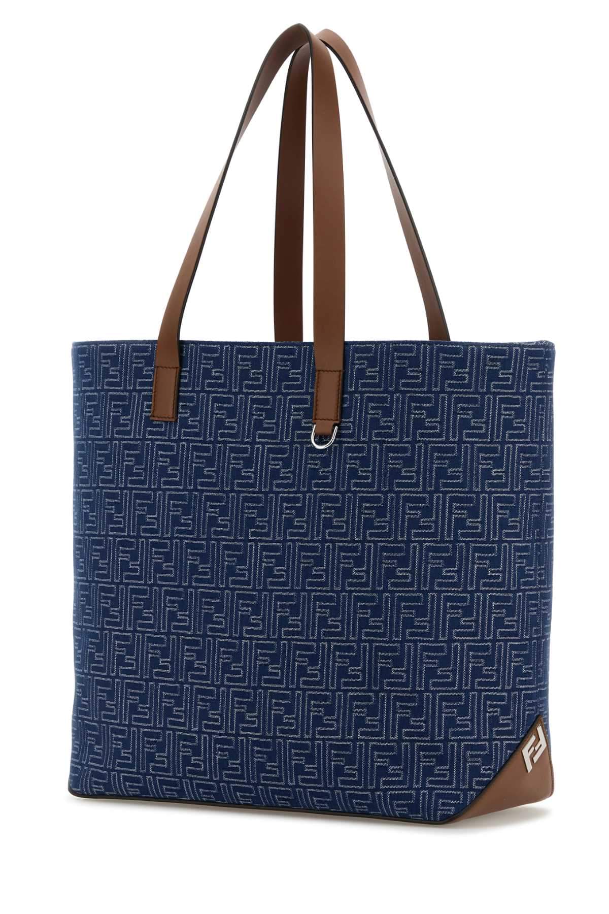 Fendi Men Embroidered Denim Shopping Bag DestGlow