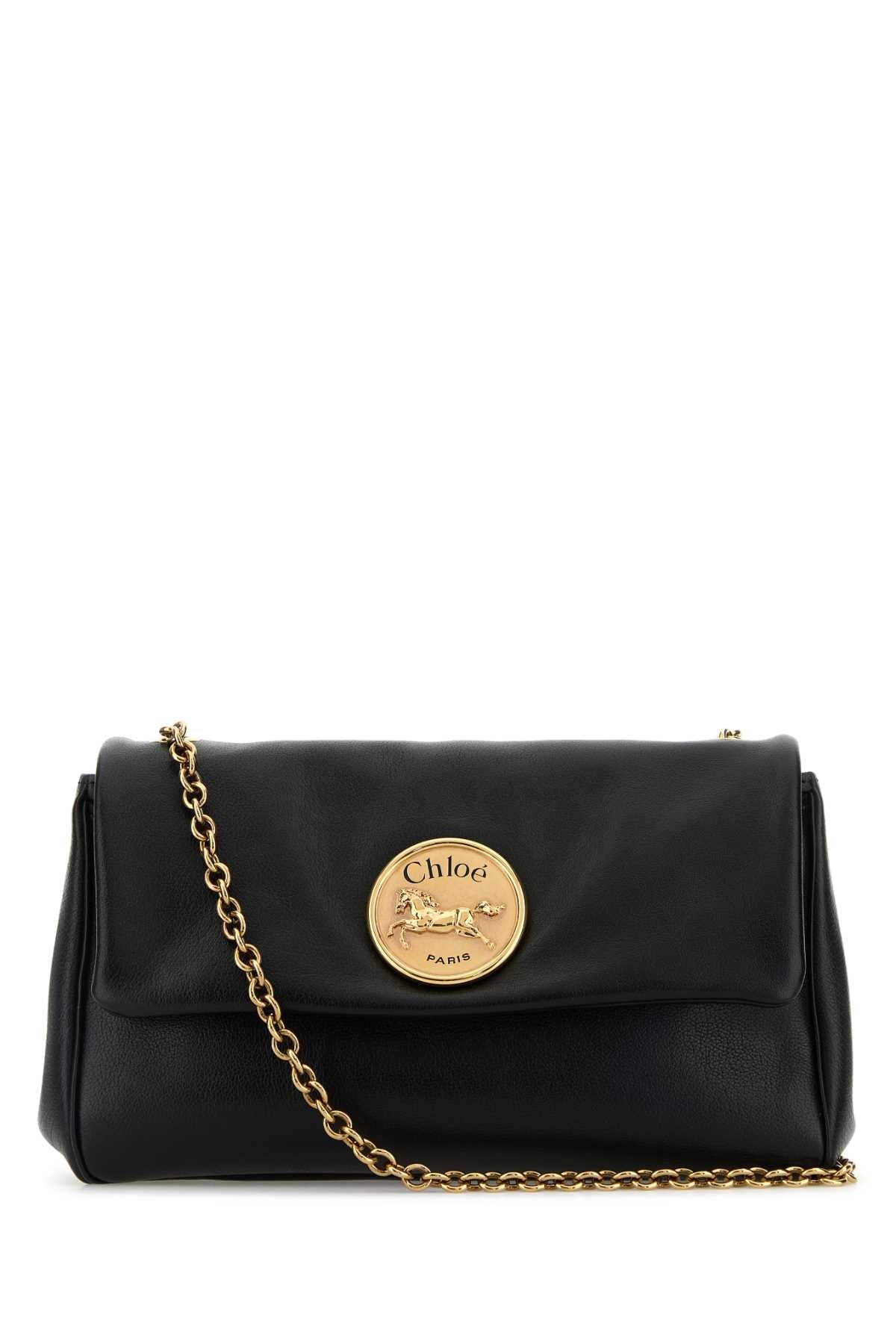 Chloe Women Black Leather Heritage Shoulder Bag DestGlow