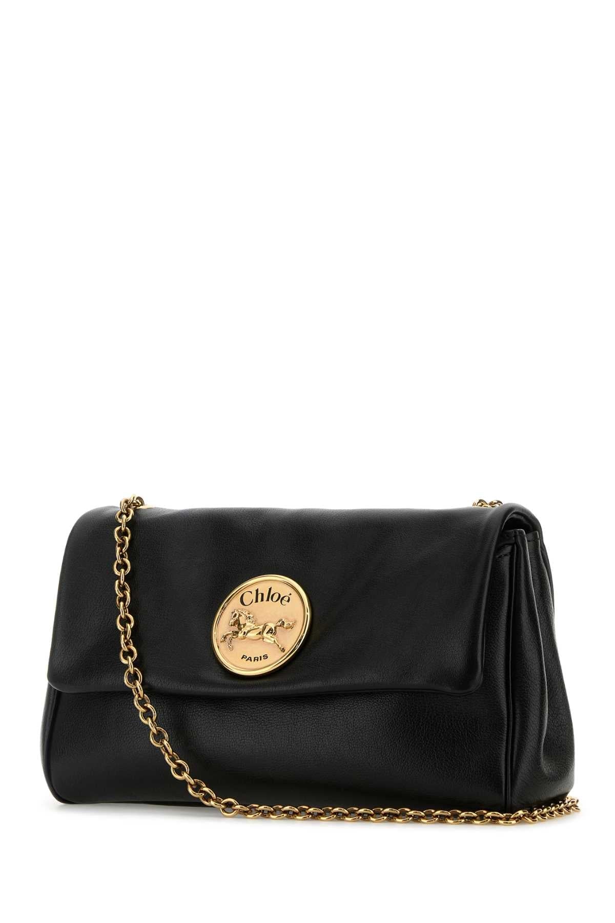 Chloe Women Black Leather Heritage Shoulder Bag DestGlow