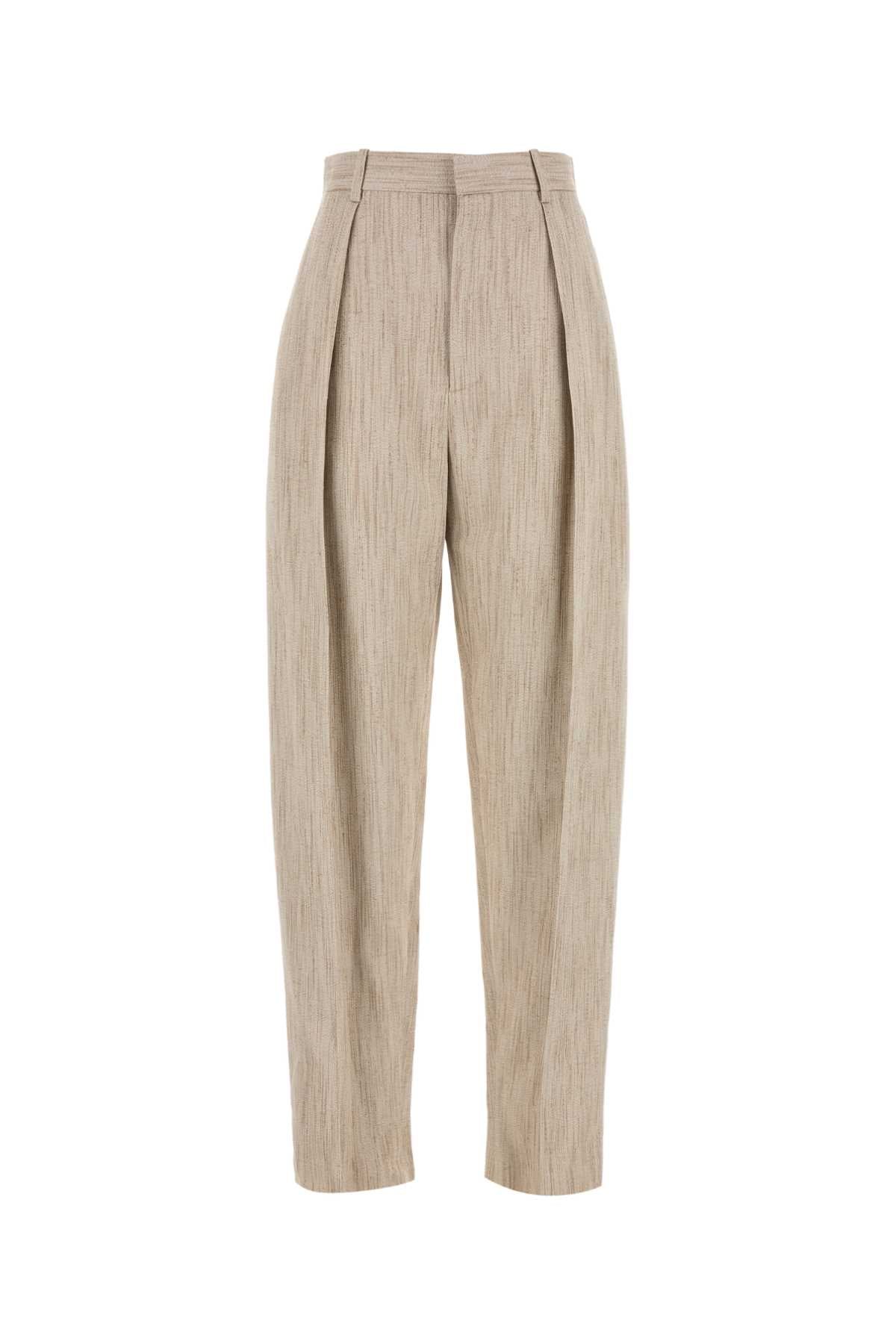 Bottega Veneta Women Melange Beige Viscosa Blend Pant DestGlow
