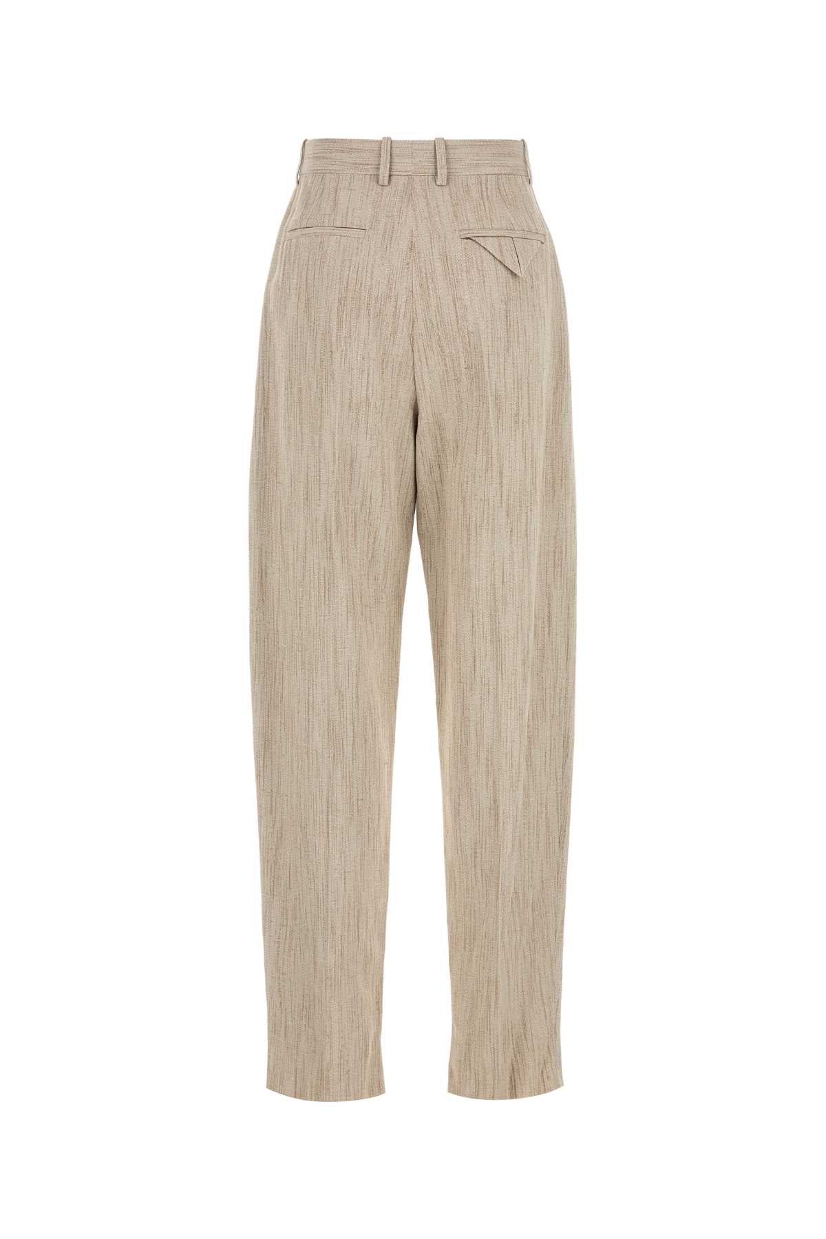 Bottega Veneta Women Melange Beige Viscosa Blend Pant DestGlow