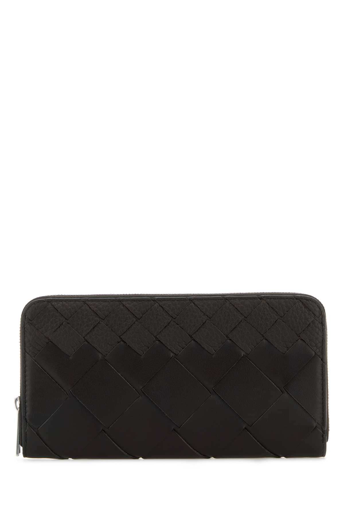Bottega Veneta Men Dark Brown Leather Intrecciato Wallet DestGlow