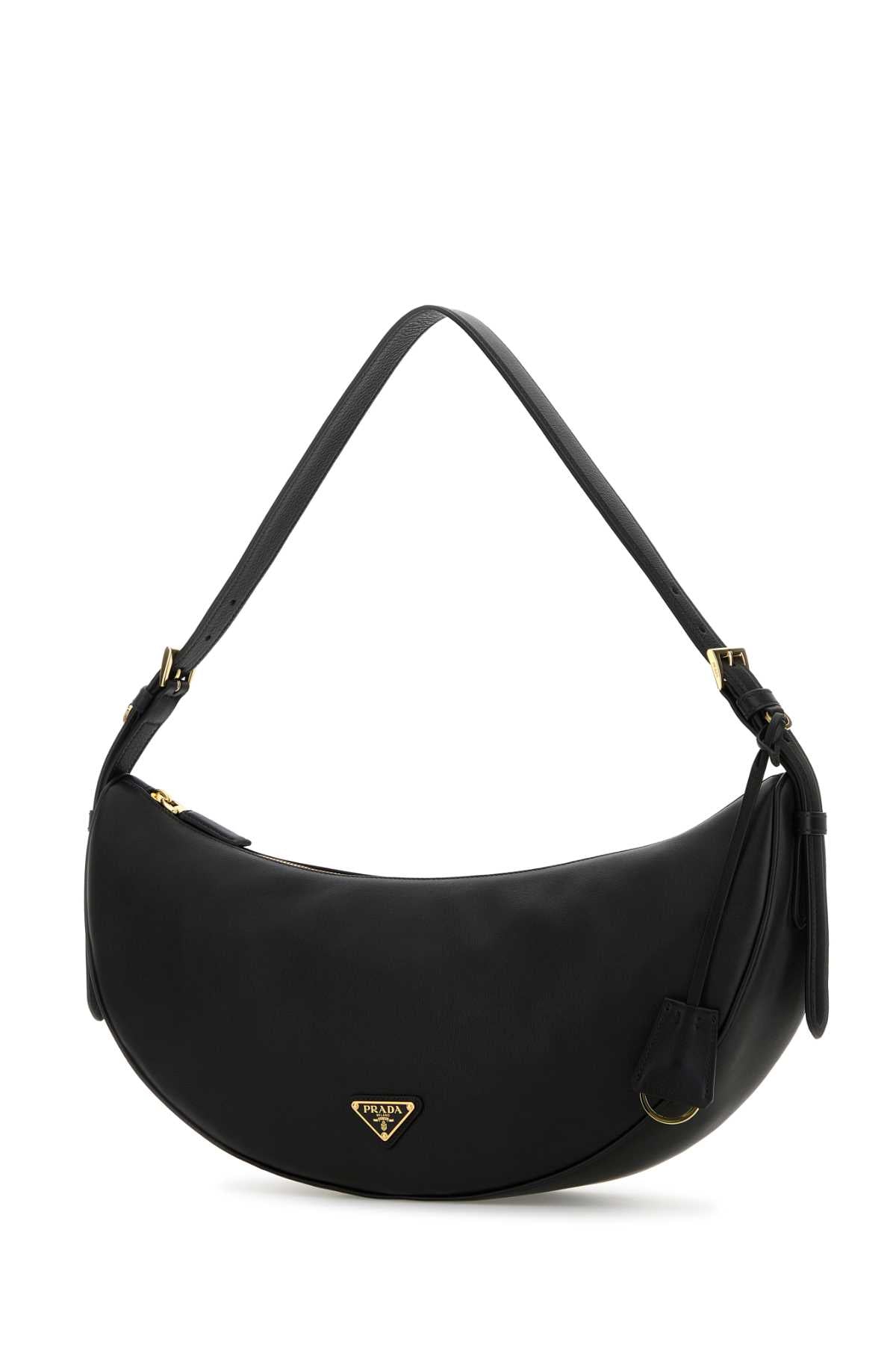Prada Women Black Leather Large Prada Demi-Lune Crossbody Bag DestGlow