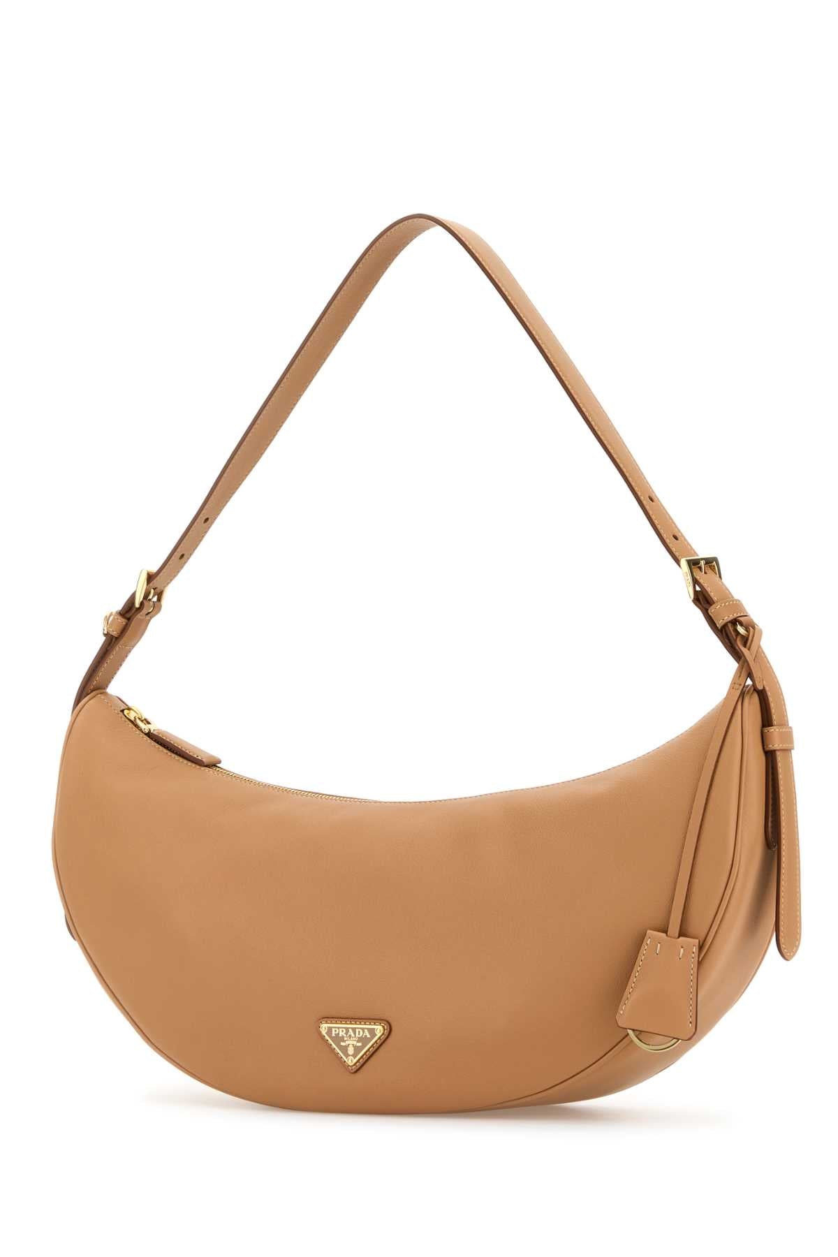 Prada Women Peach Leather Large Prada Demi-Lune Crossbody Bag DestGlow