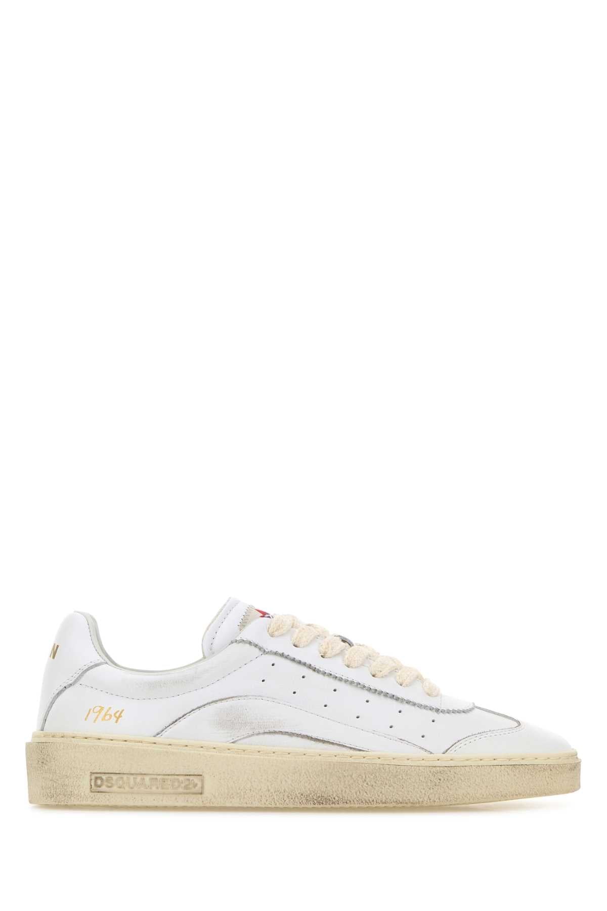 Dsquared Women White Leather Rider Sneakers by Luosophy