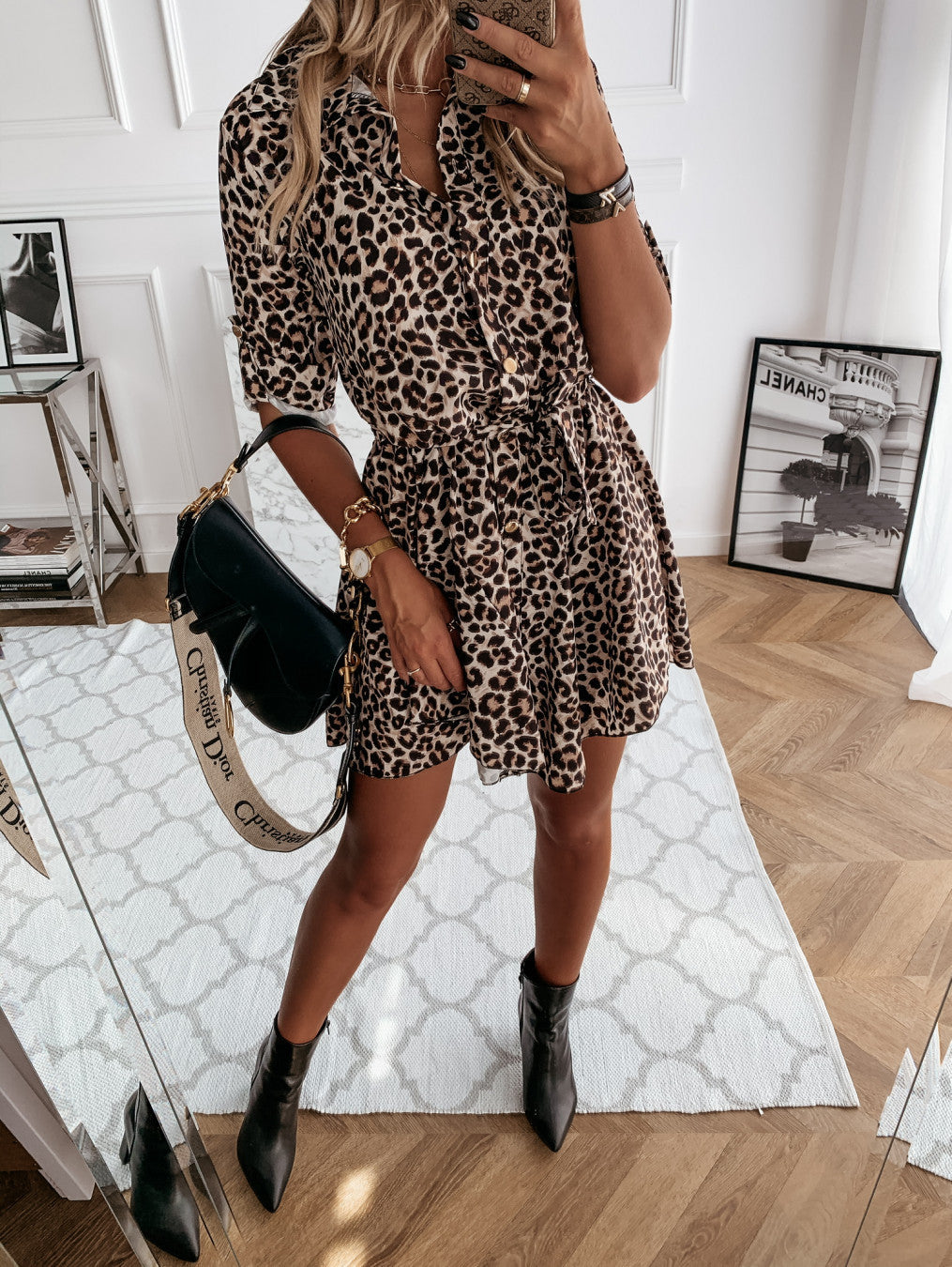 Spring Summer Sexy Print Shirt Dress Women by Ragazza