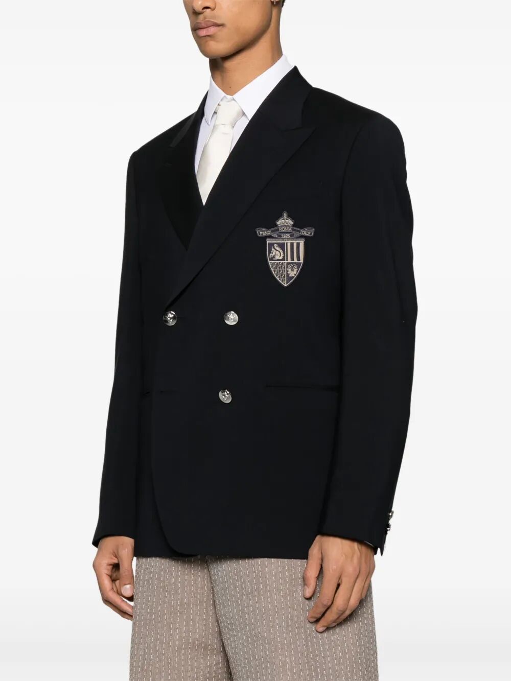 Fendi Men Straight-Cut Double Breasted Wool Jacket by Luosophy