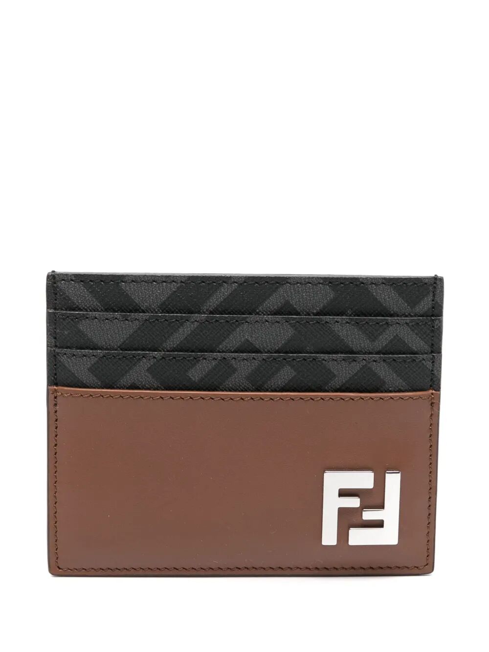 Fendi Men Leather And Ff Canvas Squared Card Holder DestGlow