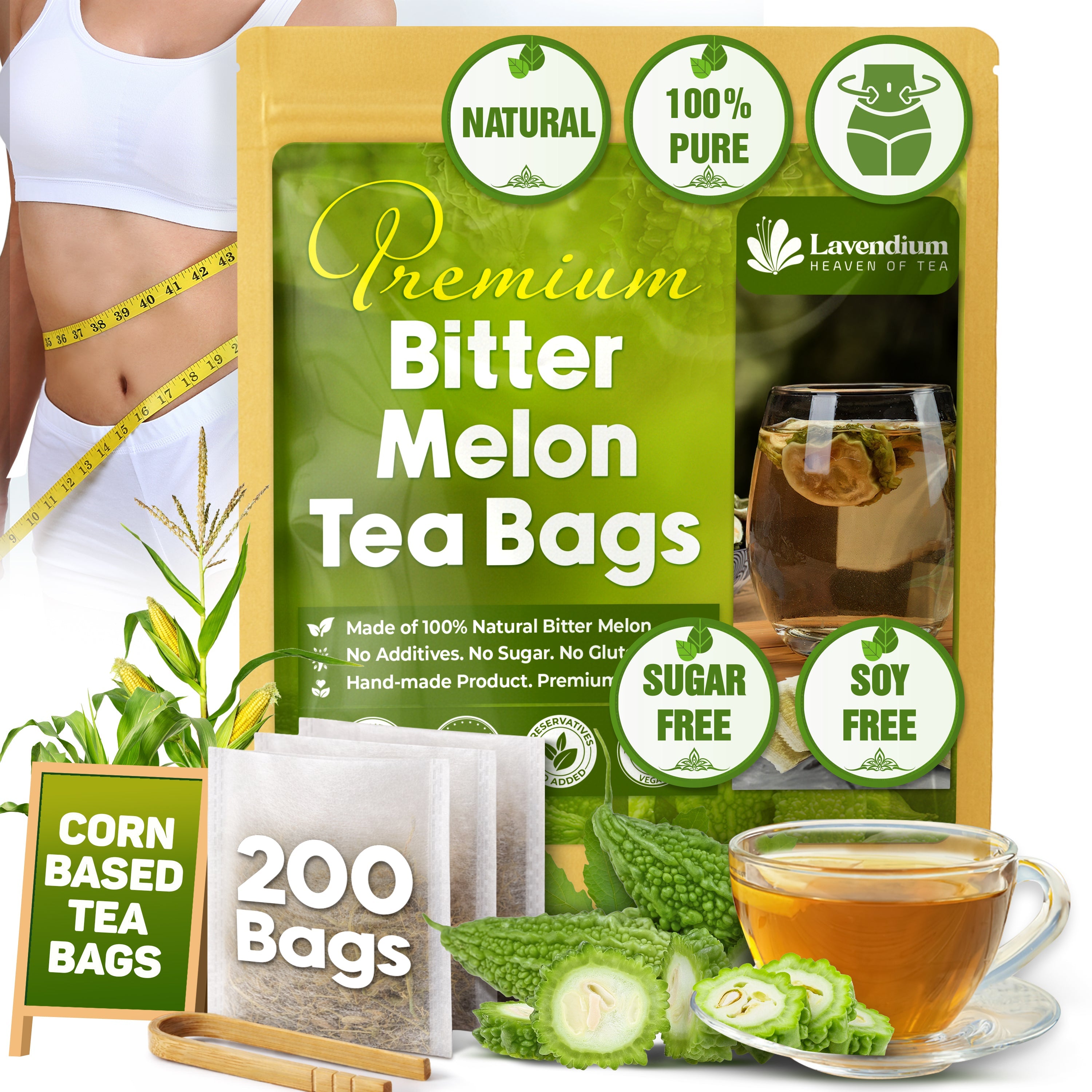 Bitter Melon Tea Bags, 100% Natural, Pure Bitter Melon. Bitter Melon Herbal Tea. Bitter Melon Fruit Tea. No Sugar, No Caffeine, No Gluten, Vegan by FreshDrinkUS - Natural and Premium Herbal Tea