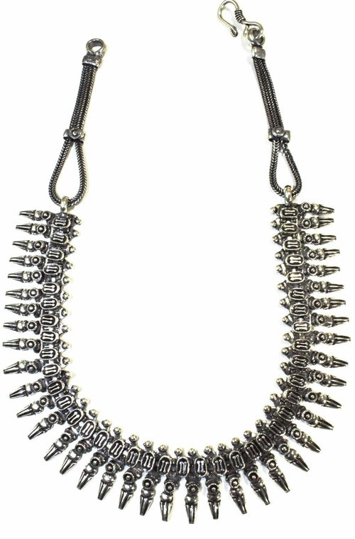 Baroque Charms Choker Necklace - Silver Tone Statement Choker with 40 Charms