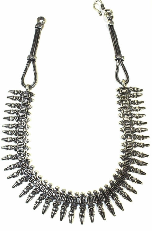 Baroque Charms Choker Necklace - Silver Tone Statement Choker with 40 Charms
