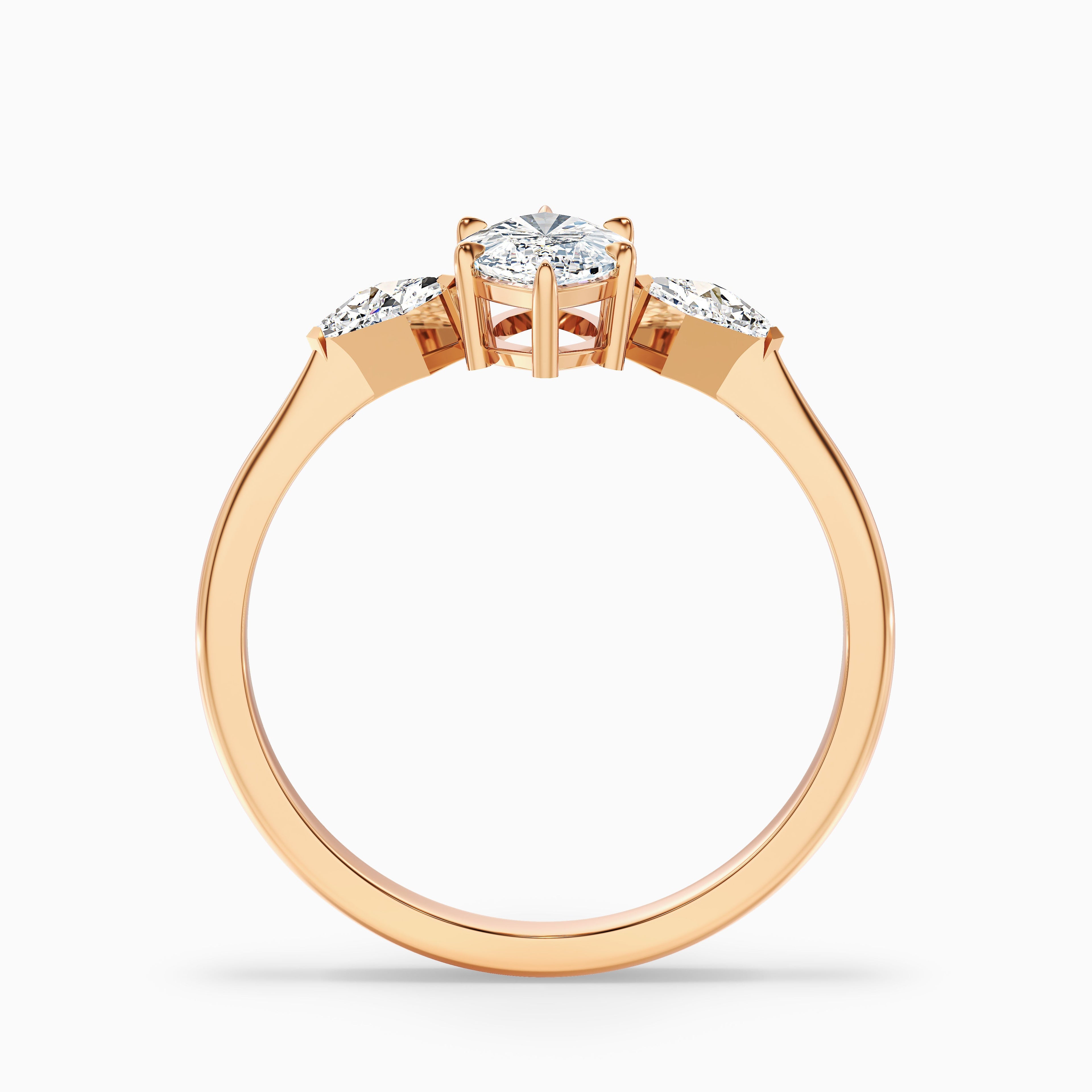 Joie 4.5 Carat Marquise Cut Side Kite Cut Moissanite Diamond Ring in 14k Rose Gold