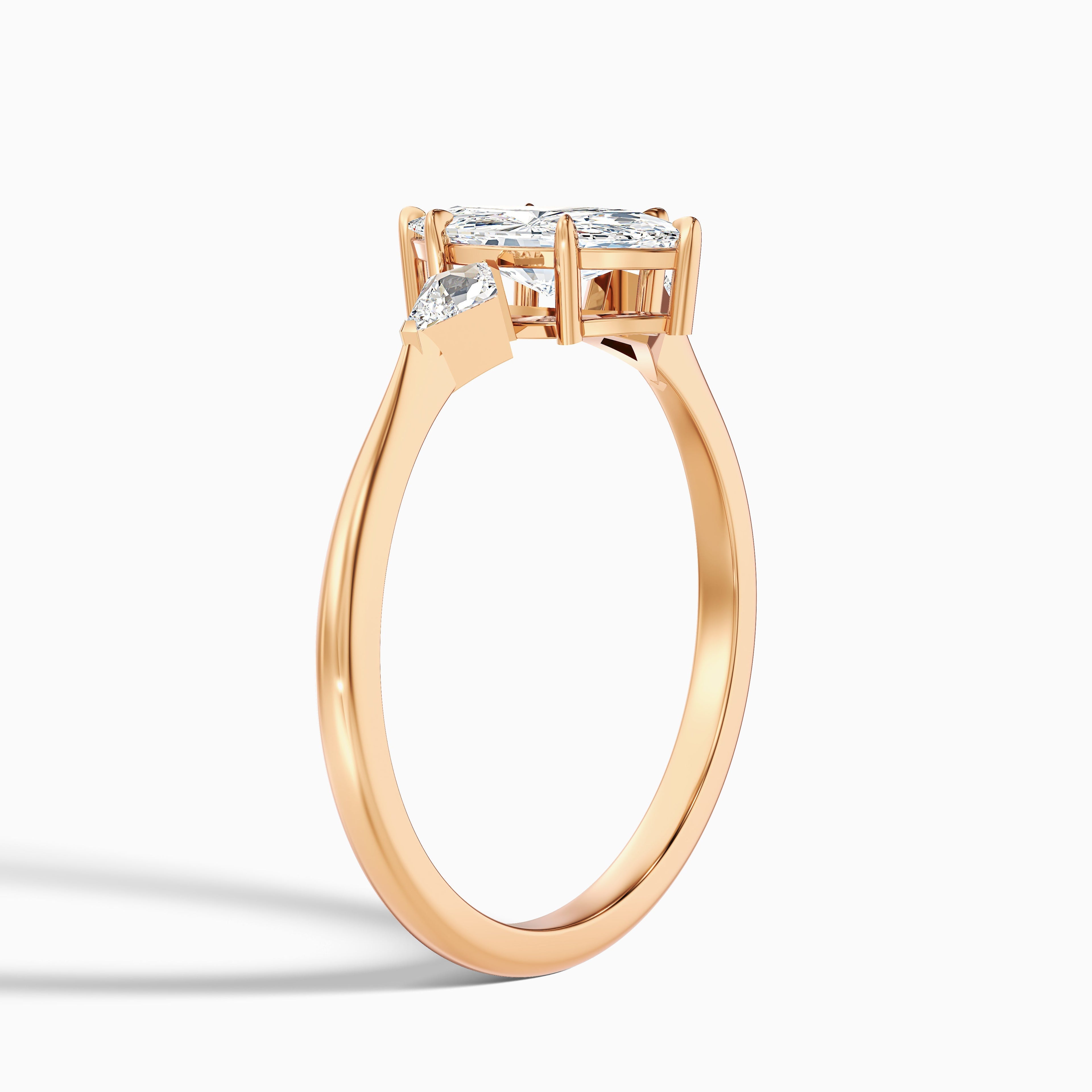 Brona 4.5 Carat Marquise Cut Side Kite Cut Lab Grown Diamond Ring in 10k Yellow Gold