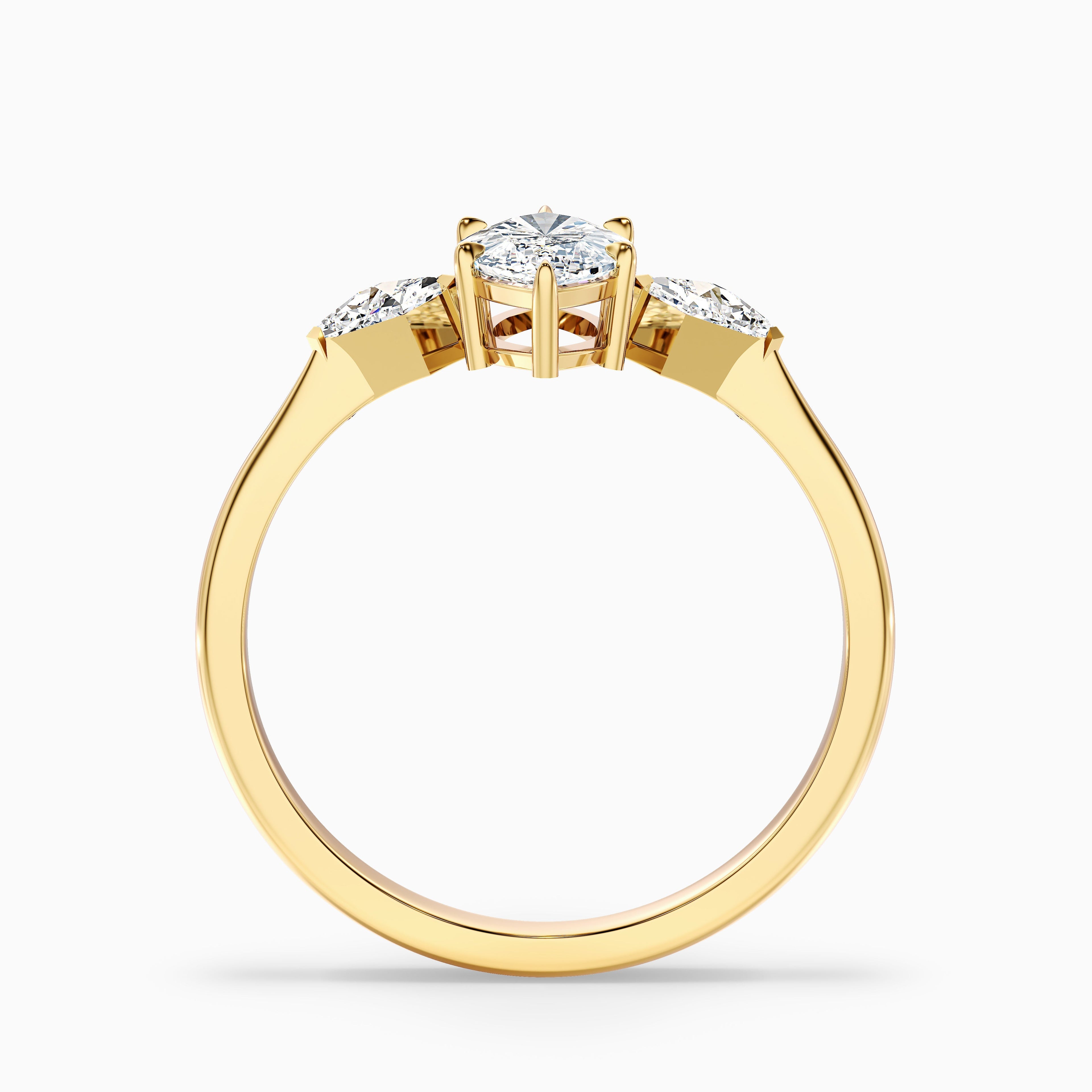 Joie 1 Carat Marquise Cut Side Kite Cut Moissanite Diamond Ring in 14k Yellow Gold