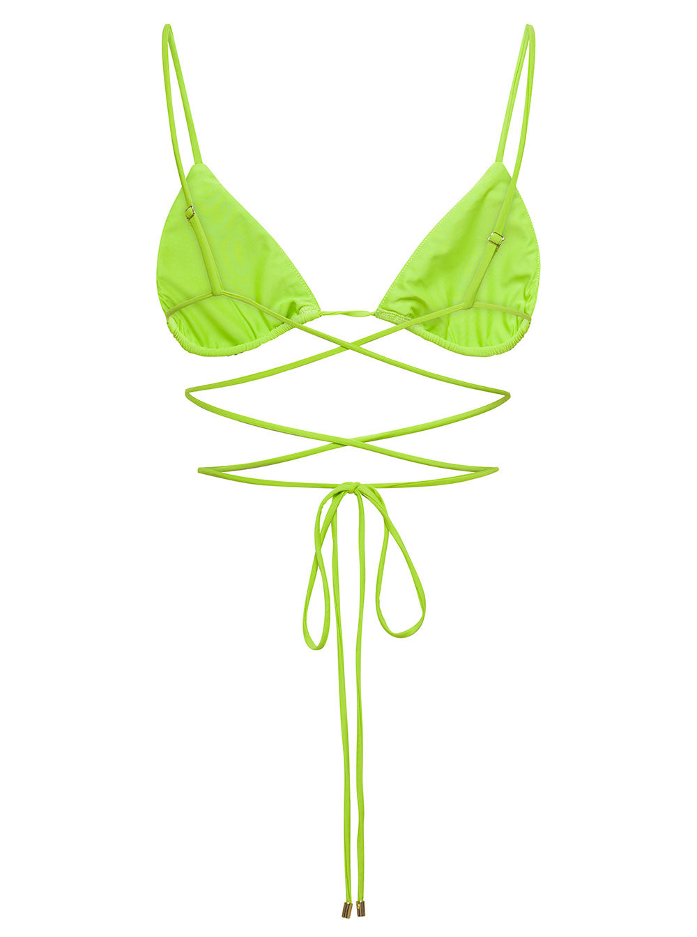 Self-Portrait Women Bikini Top With All-Over Crystal Embellishment In Green Polyamide Woman by Luosophy
