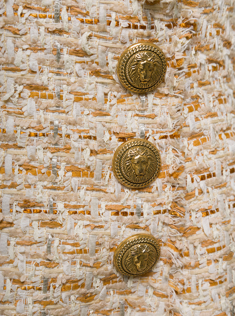 Balmain Women Beige Tweed Skirt With Front Golden Buttons In Cotton Blend Woman by Luosophy