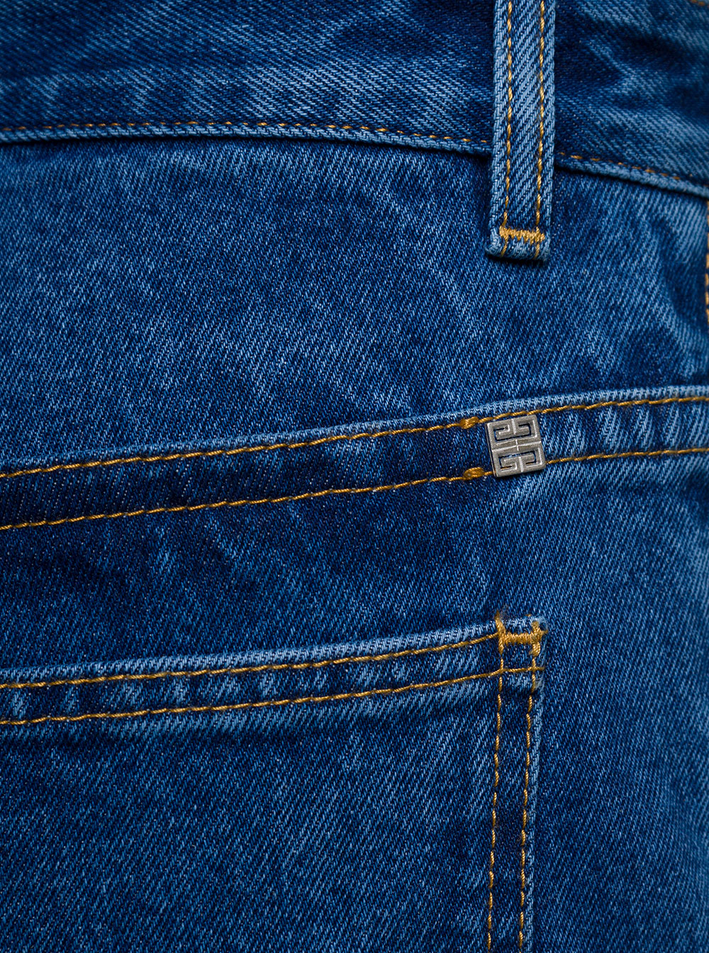 Givenchy Men Blue Jeans With Zip And Rips Details In Cotton Denim Man by Luosophy