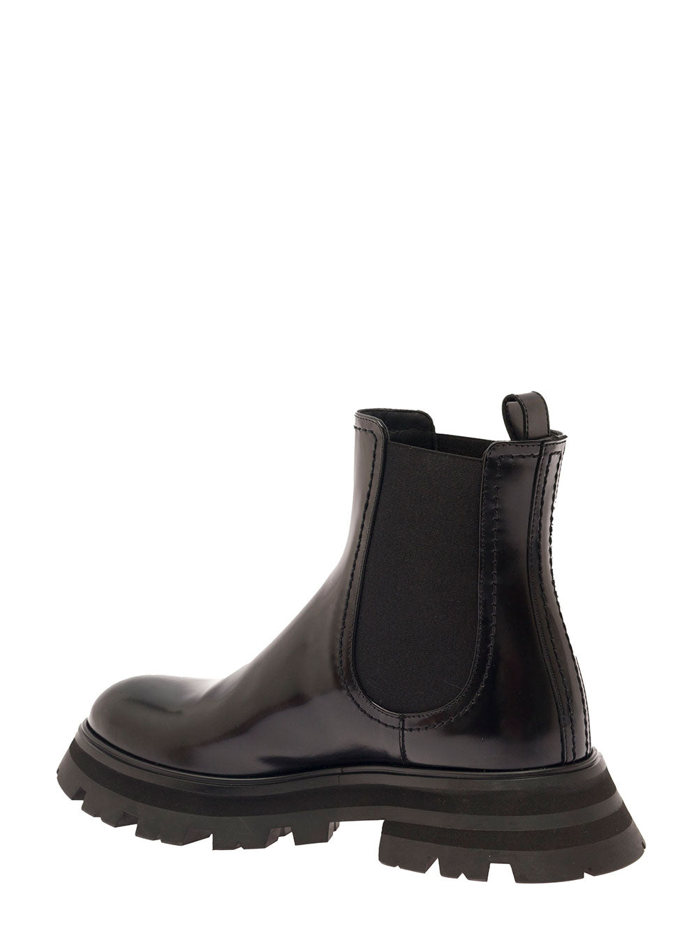 Alexander Mcqueen Women Black Chelsea Boots With Elastic Inserts In Smooth Leather Woman by Luosophy