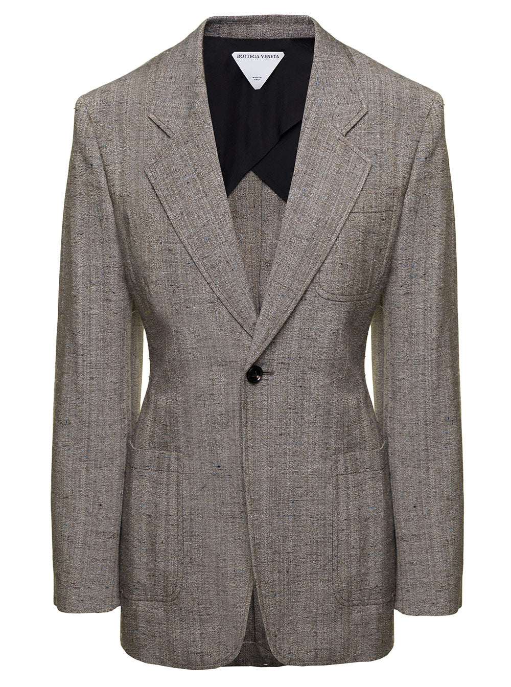 Bottega Veneta Women Grey Single-Breasted Slim-Fitted Jacket With Single Button In Viscose Blend Woman by Luosophy