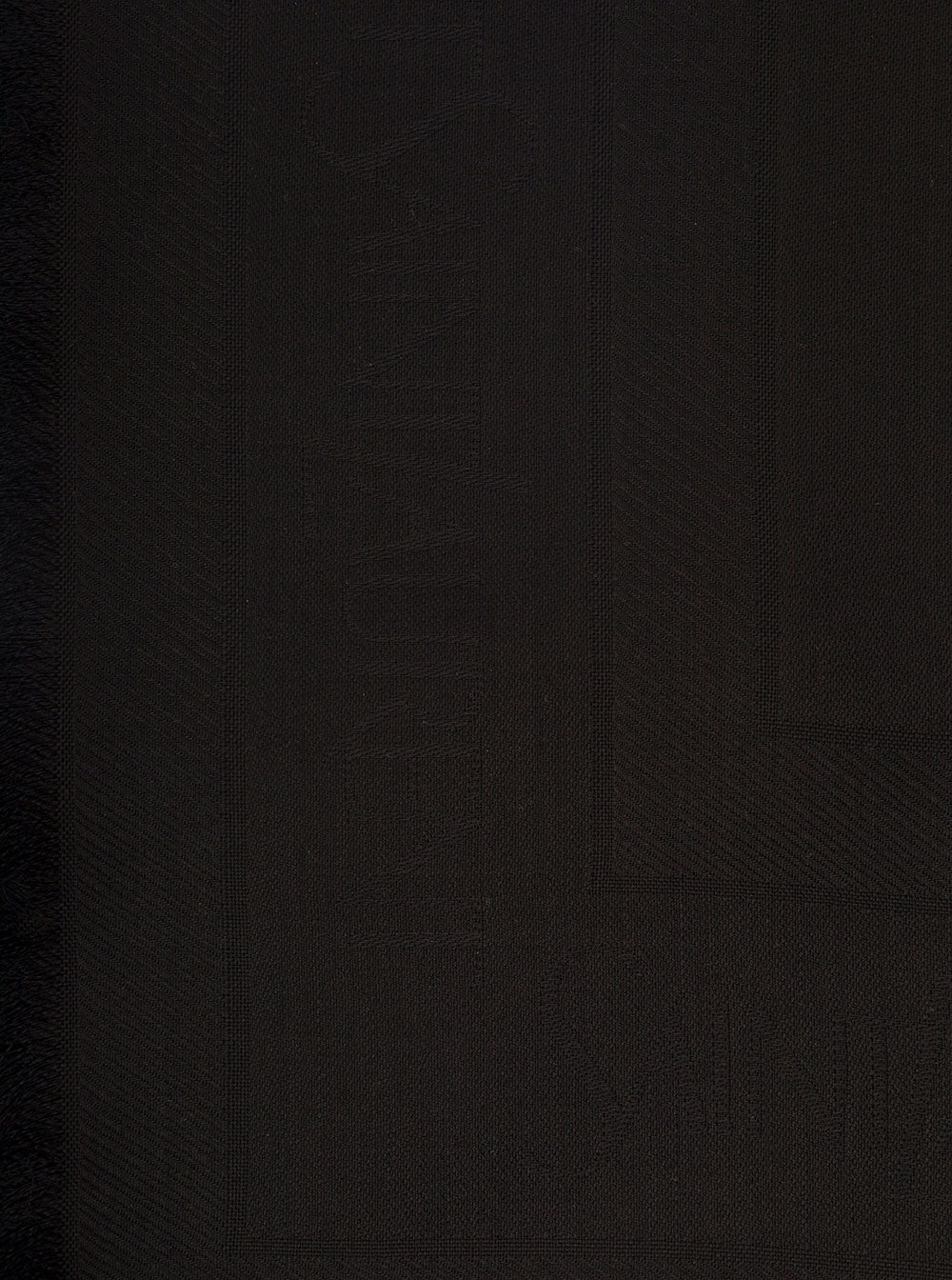 Saint Laurent Men Black Scarf With Jacquard Logo And Fringed Hem In Wool And Silk Man by Luosophy