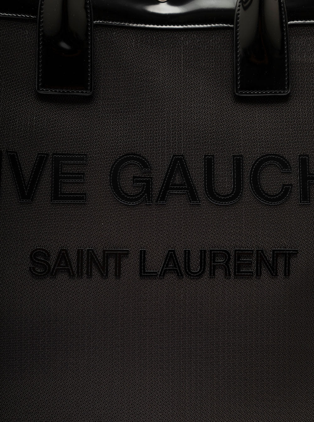 Saint Laurent Women Black Tote Bag With Tonal Rive Gauche Logo In Raphia Woman by Luosophy