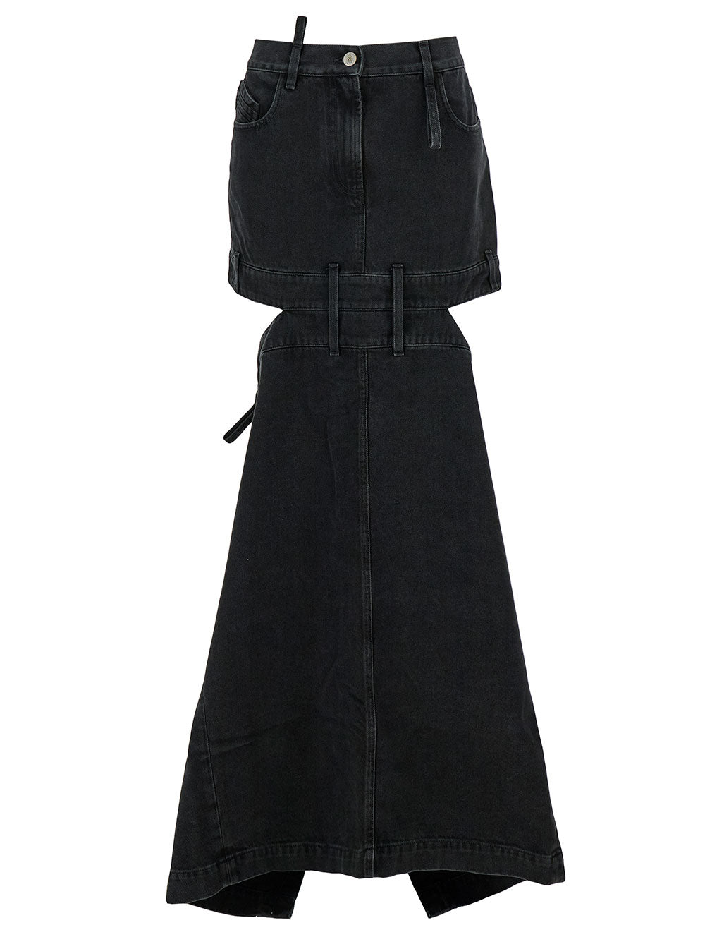 The Attico Women Midi Black Skirt With Maxi Cut-Out In Denim Woman
