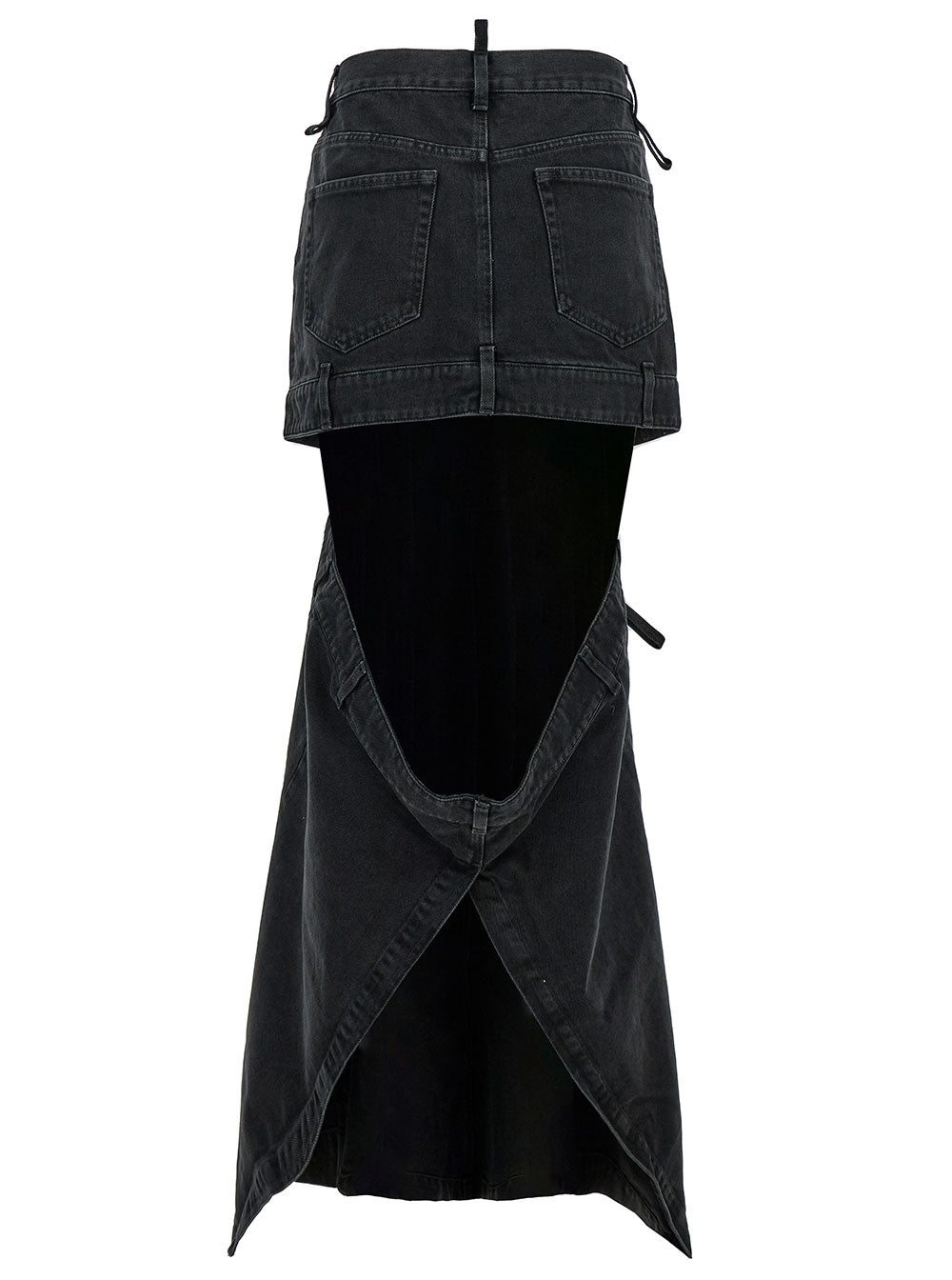 The Attico Women Midi Black Skirt With Maxi Cut-Out In Denim Woman