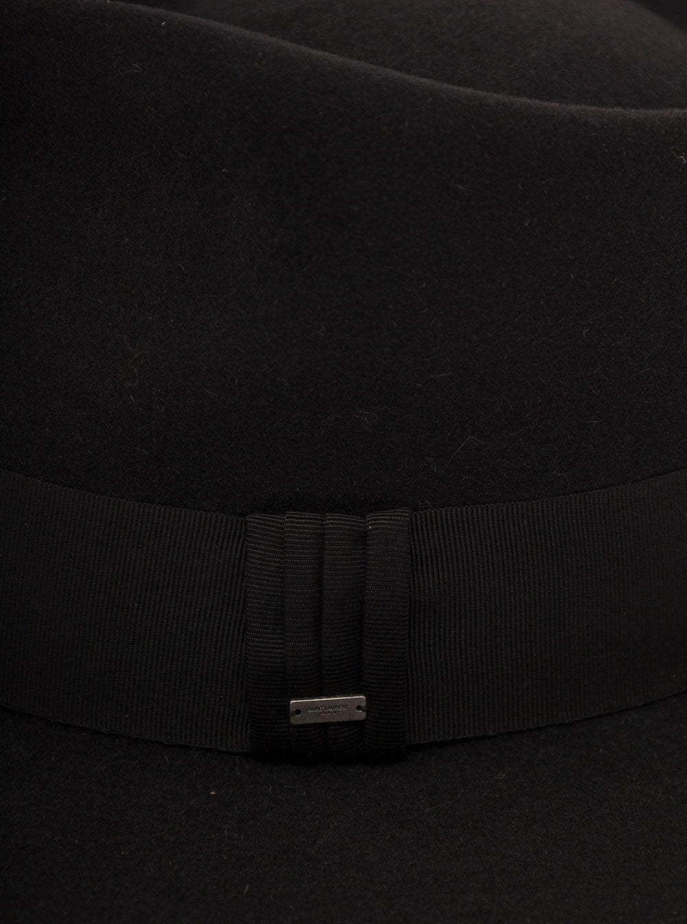Saint Laurent Women Black Fedora Hat With Engraved Logo In Felt Woman by Luosophy