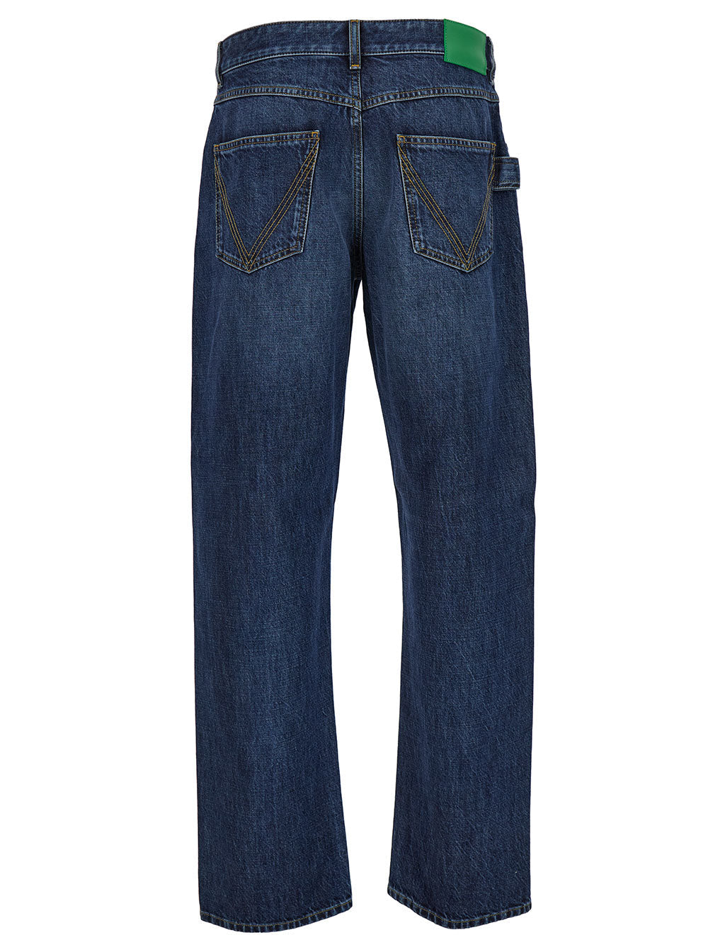 Bottega Veneta Men Blue Straight Jeans With Logo Patch In Denim Man by Luosophy