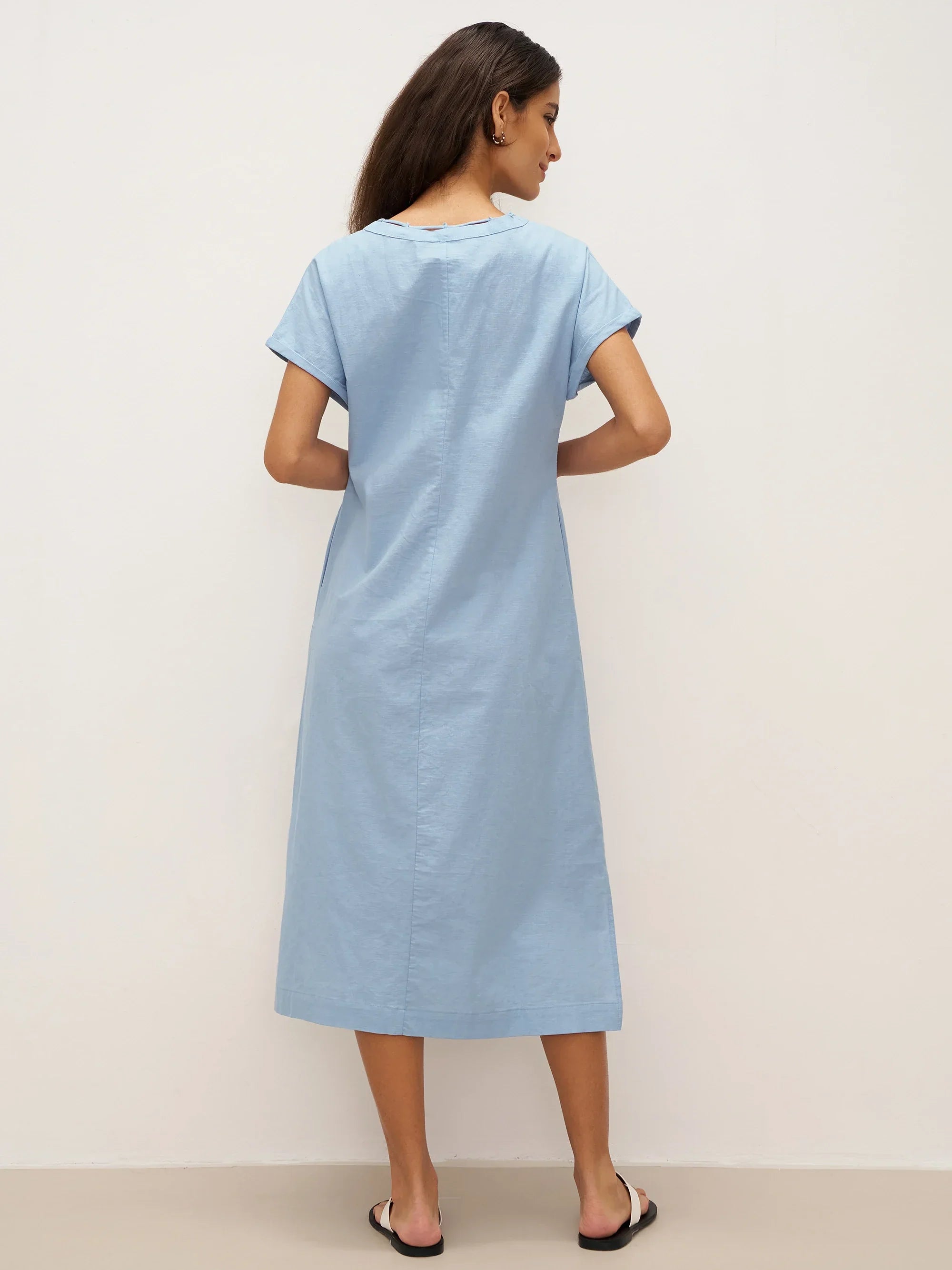 Linen Ladder Tie Simple Dress TAMARA by LINTICO