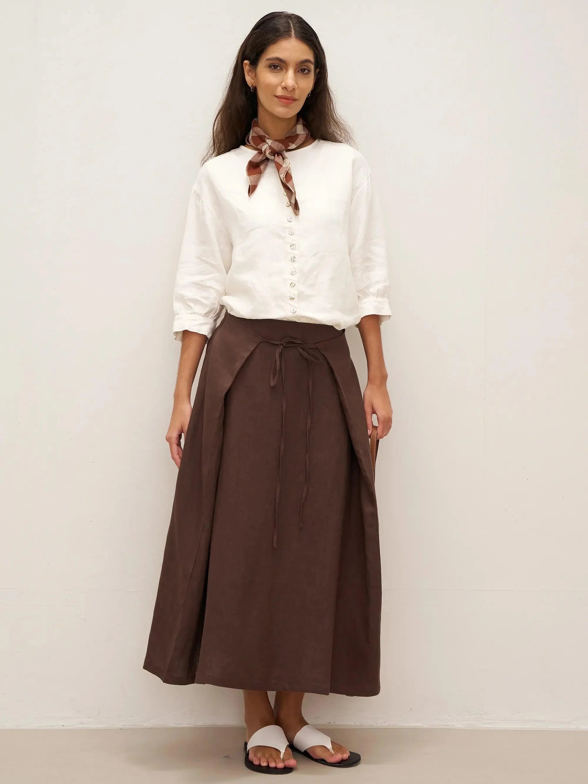 100% Linen Button-Front Drop Shoulder Shirt EASTER by LINTICO