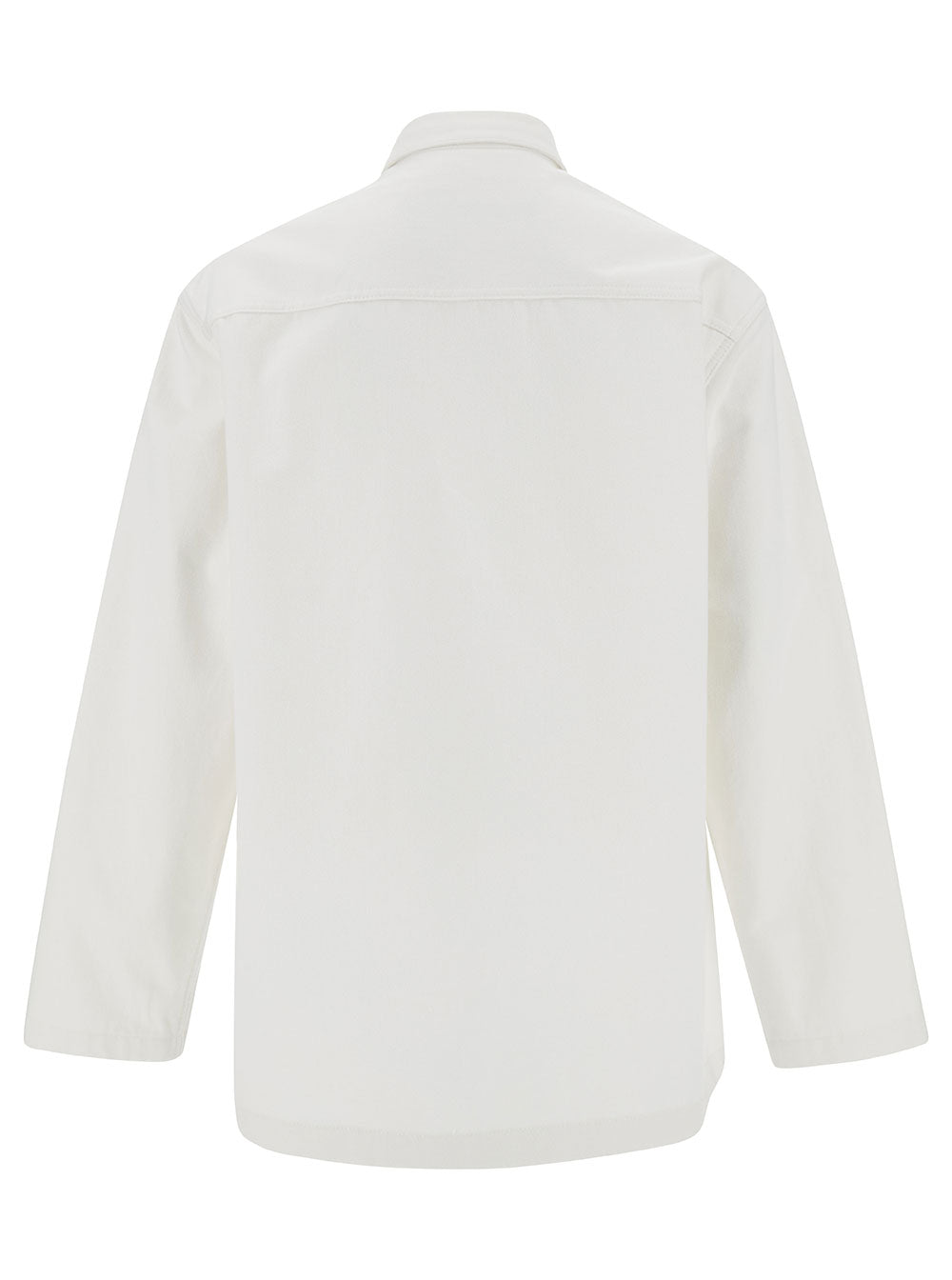 Jil Sander Men White Shirt With Embossed Logo In Denim Man by Luosophy
