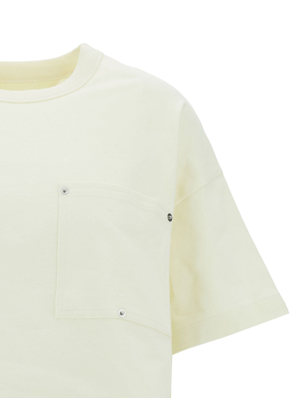 Bottega Veneta Women White Crop T-Shirt With Patch Pockets In Cotton Woman by Luosophy