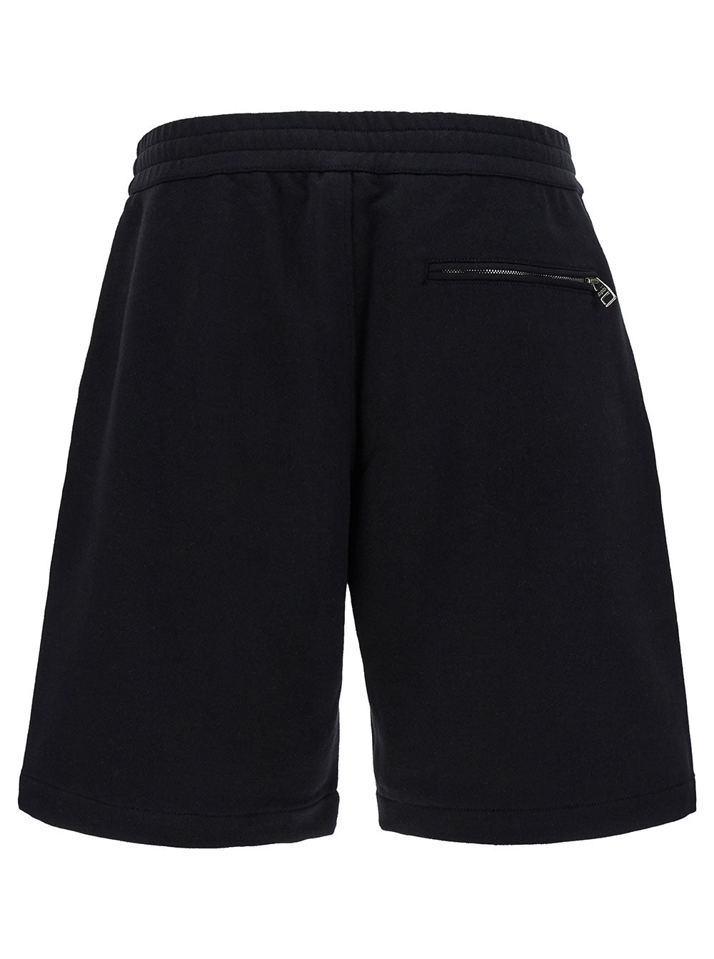 Alexander Mcqueen Men Black Shorts With Contrasting Logo Lettering Print In Cotton Man by Luosophy