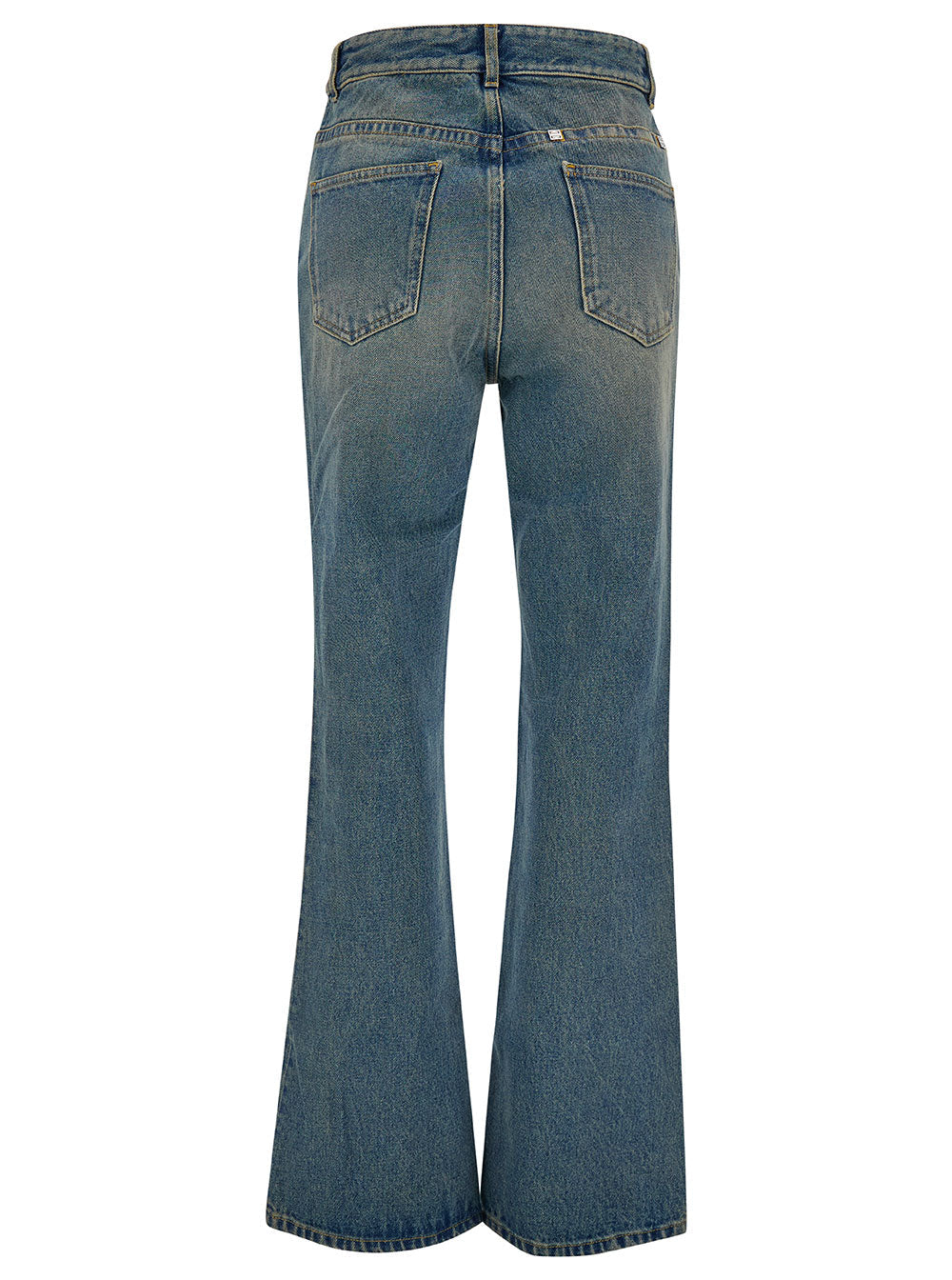 Givenchy Women Light Blue Bootcut Jeans With 4G Detail In Vintage Wash Denim Woman by Luosophy