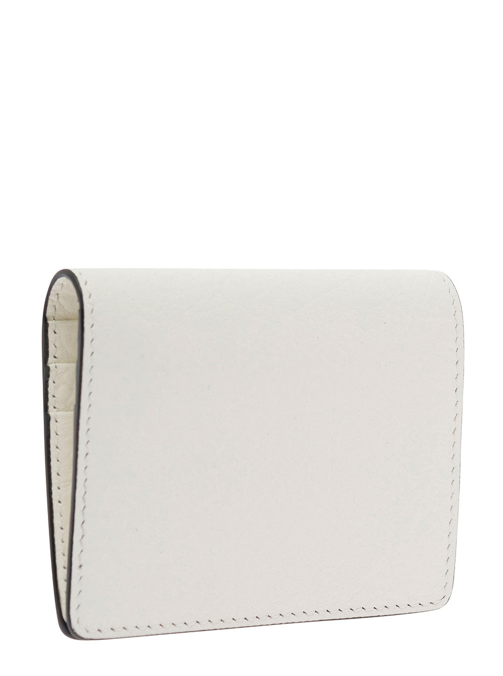 Acne Studios Men White Card-Holder With Embossed Logo In Hammered Leather Man by Luosophy