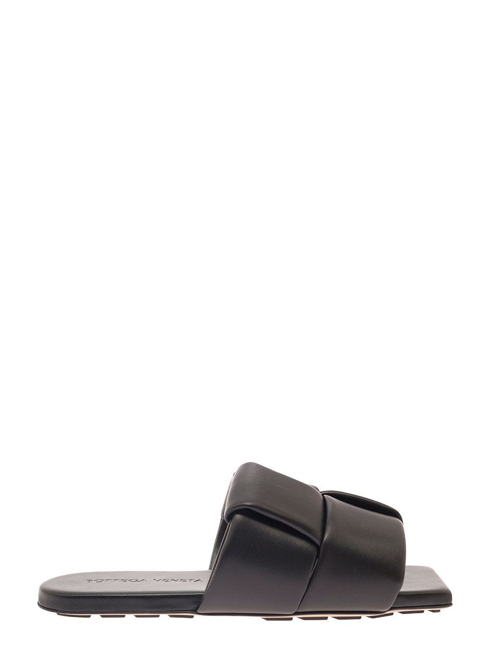 Bottega Veneta Women Black Flat Mules With Padded Intreccio Band In Leather Woman DestGlow