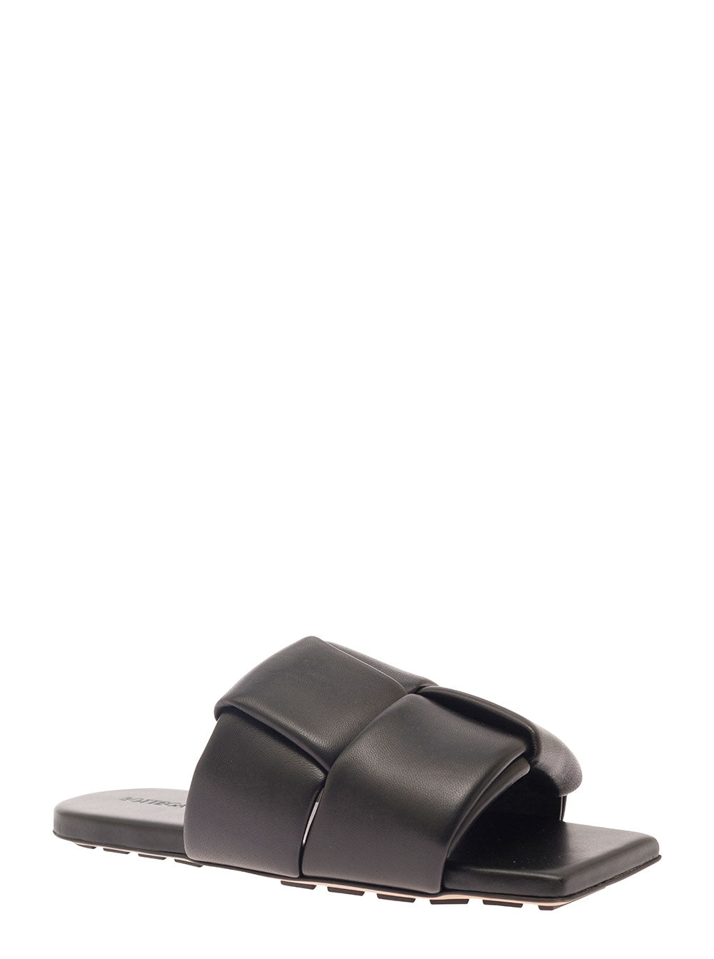 Bottega Veneta Women Black Flat Mules With Padded Intreccio Band In Leather Woman by Luosophy