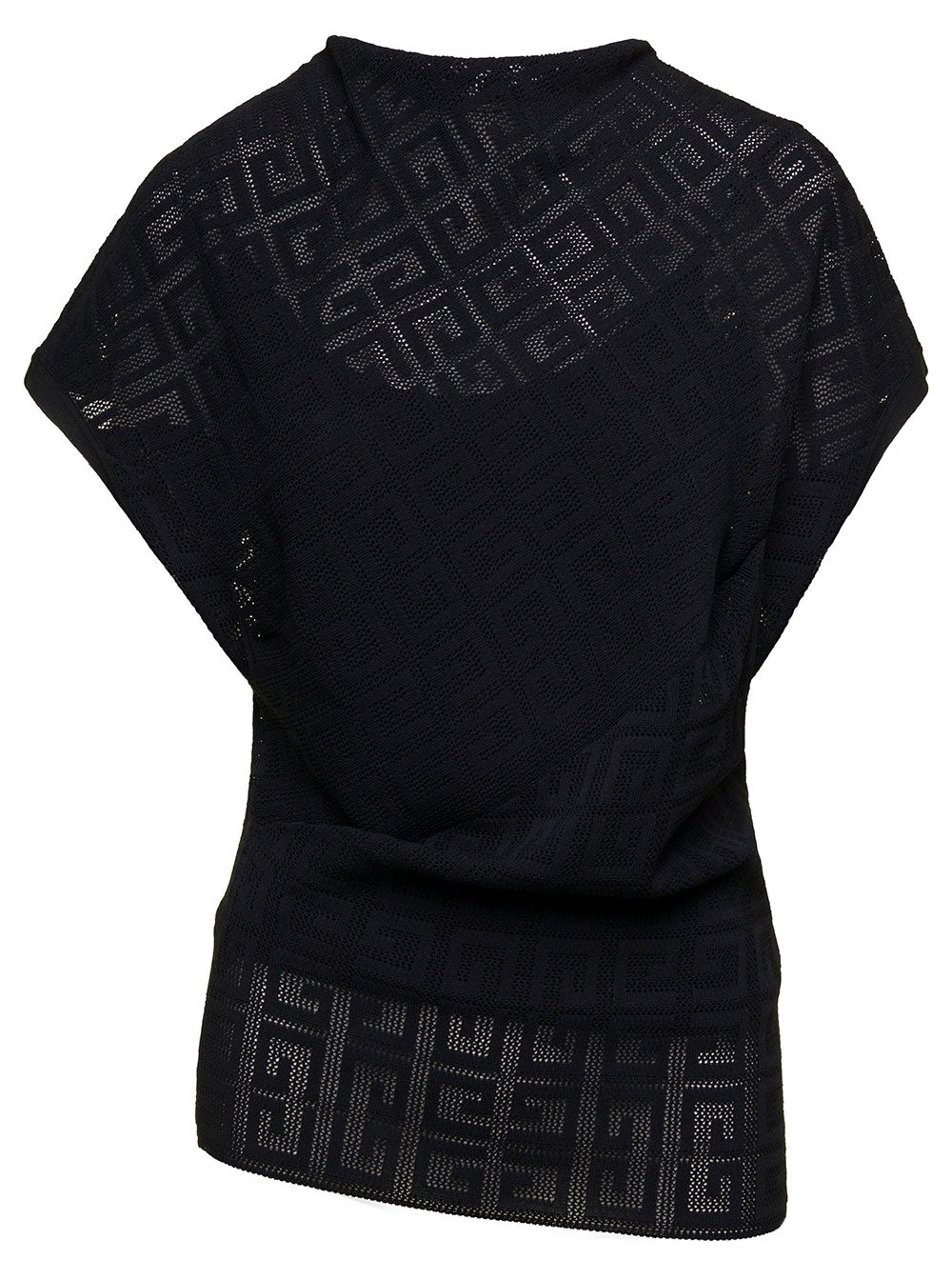 Givenchy Women Black Top With Draped Neckline In Viscose Woman by Luosophy