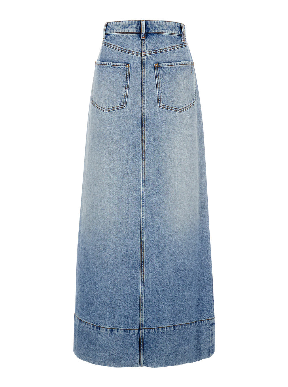 Sportmax Women Maxi Light Blue Skirt With Reversed Front And Rear In Denim Woman by Luosophy