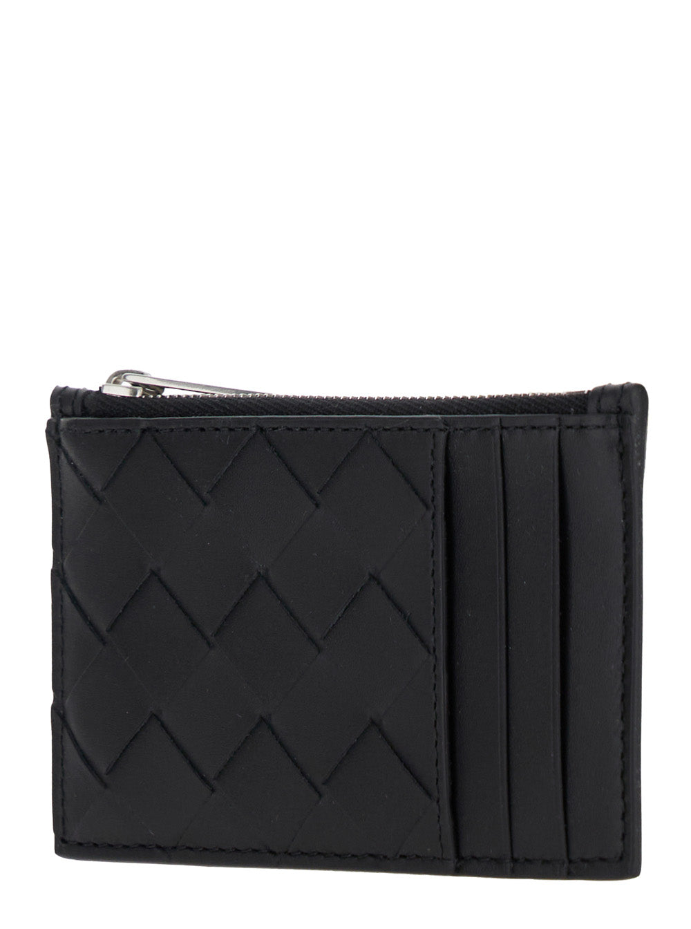 Bottega Veneta Men Black Card-Holder With Intreccio Motif In Leather Man by Luosophy